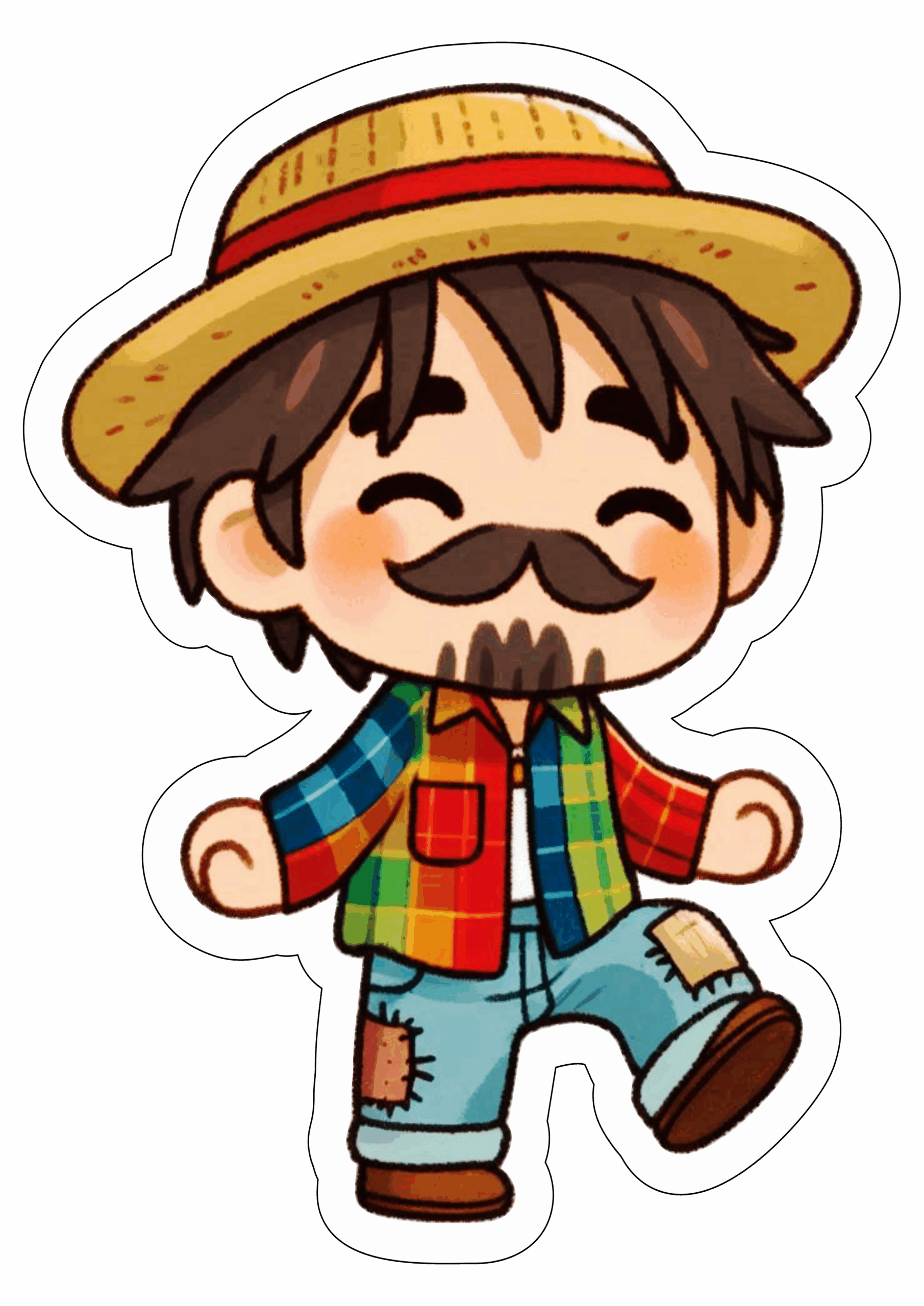 Festa junina desenho simples menino caipira chapéu de palha São João dança regional fundo transparente ilustração clipart artwork png