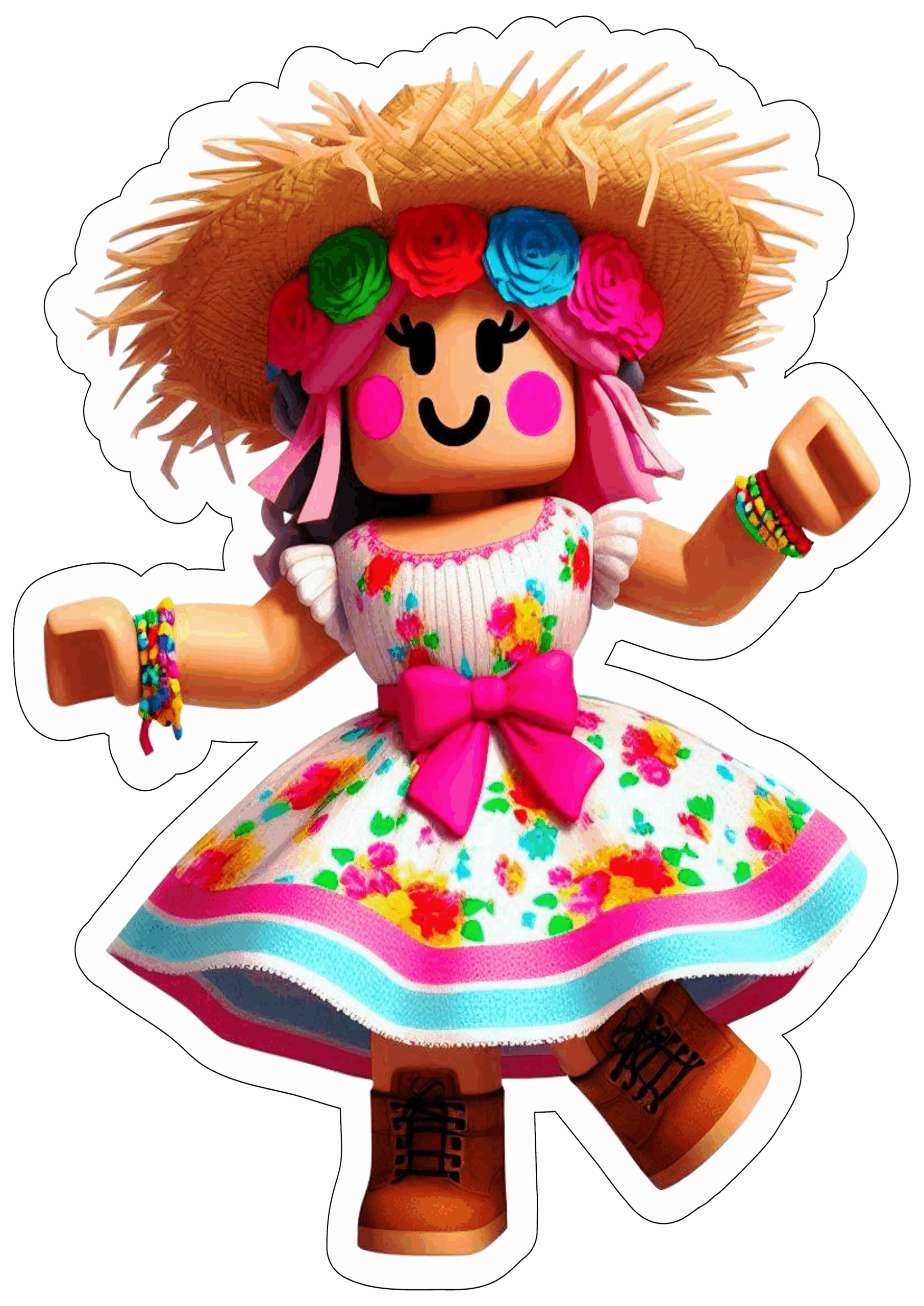 Roblox imagens engraçadas de games São João Festa Junina mulher de vestido com chapéu de palha fundo transparente png