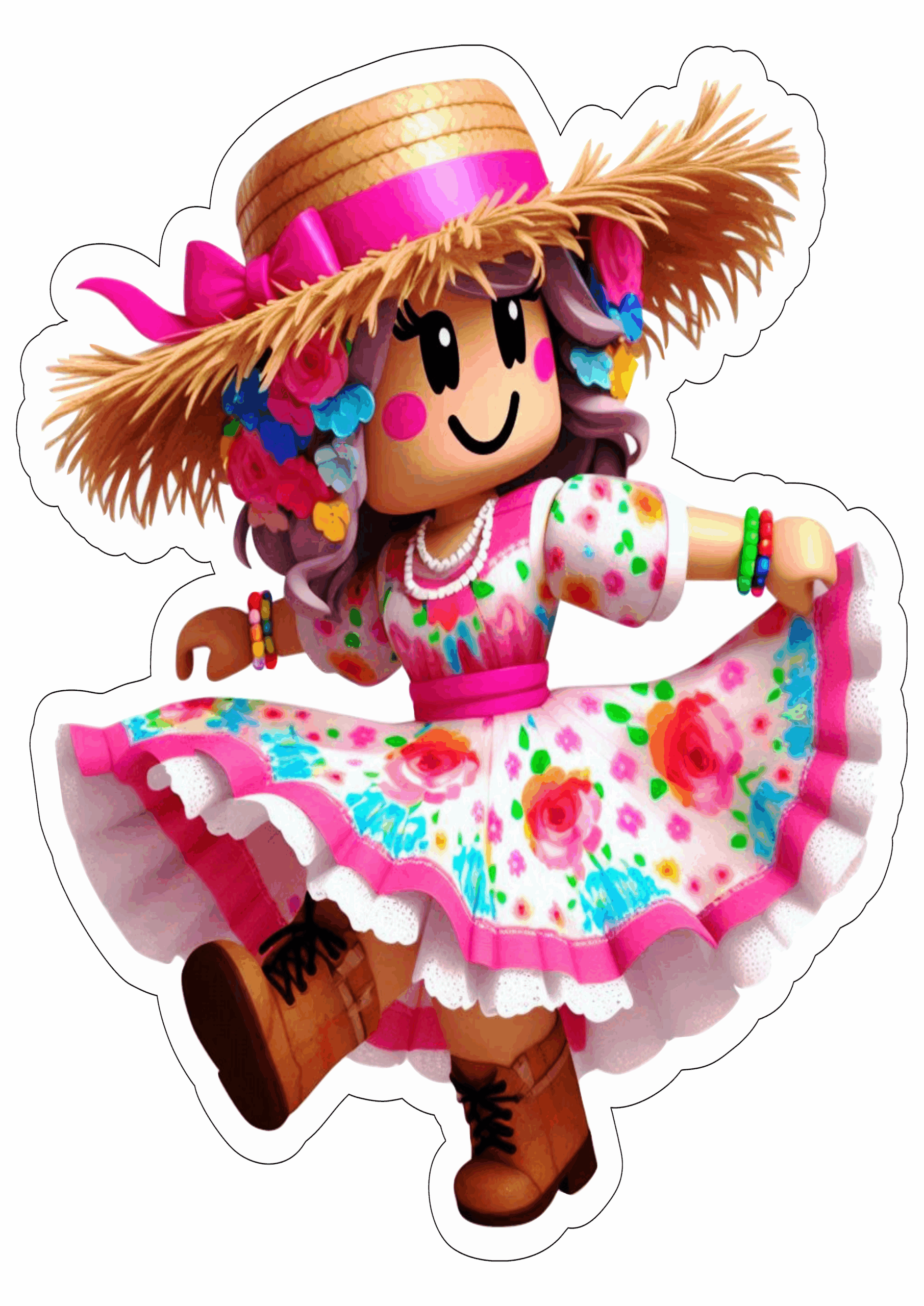 Roblox imagens engraçadas de games São João Festa Junina mulher de vestido com chapéu de palha fundo transparente ilustração clipart vetor png