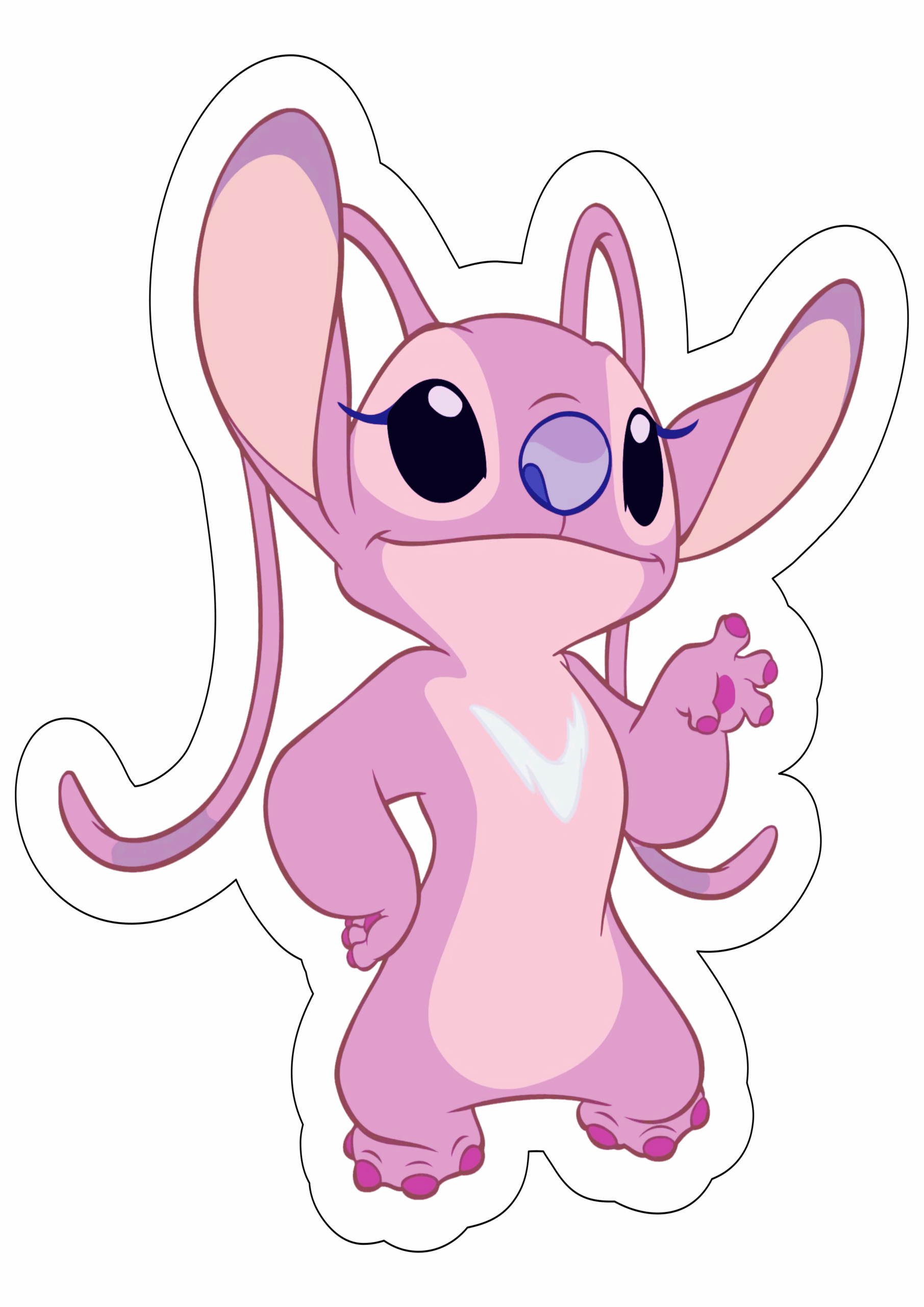 Lilo e Stitch personagens disney Angel rosa fundo transparente com contorno png