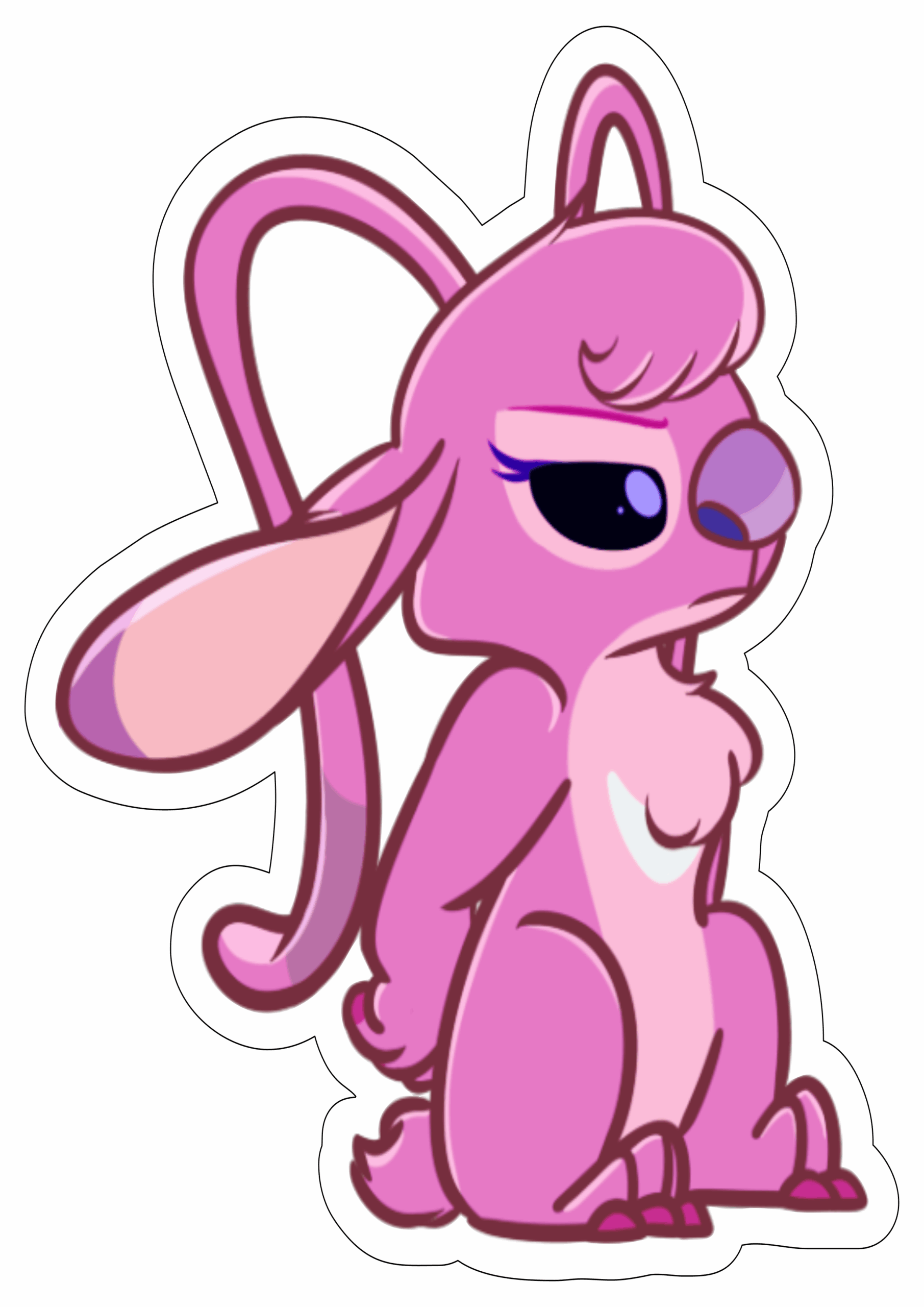 Lilo e Stitch personagens disney Angel rosa fundo transparente com contorno ilustração decoração png