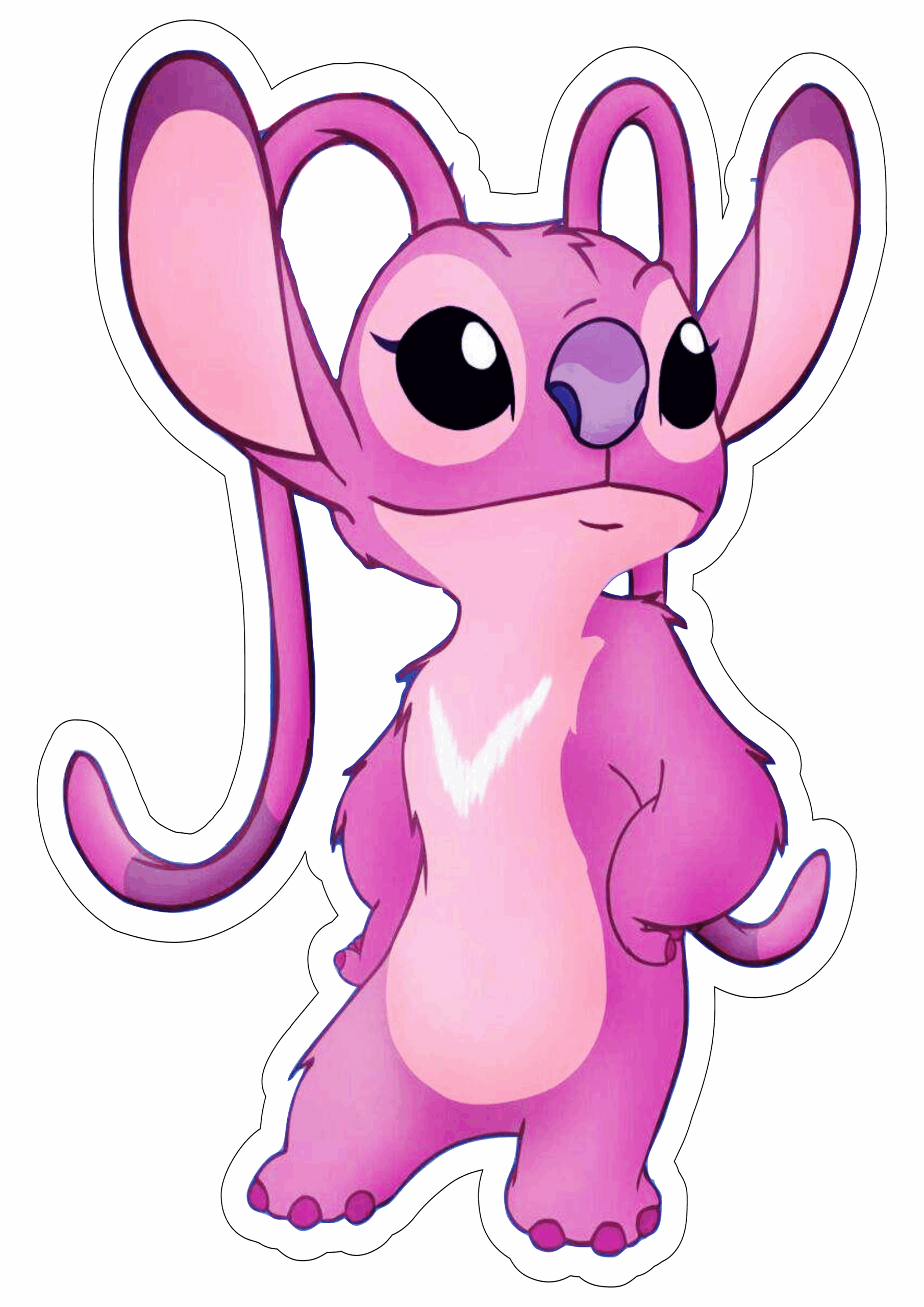 Lilo e Stitch personagens disney Angel rosa fundo transparente com contorno ilustração decoração filme png