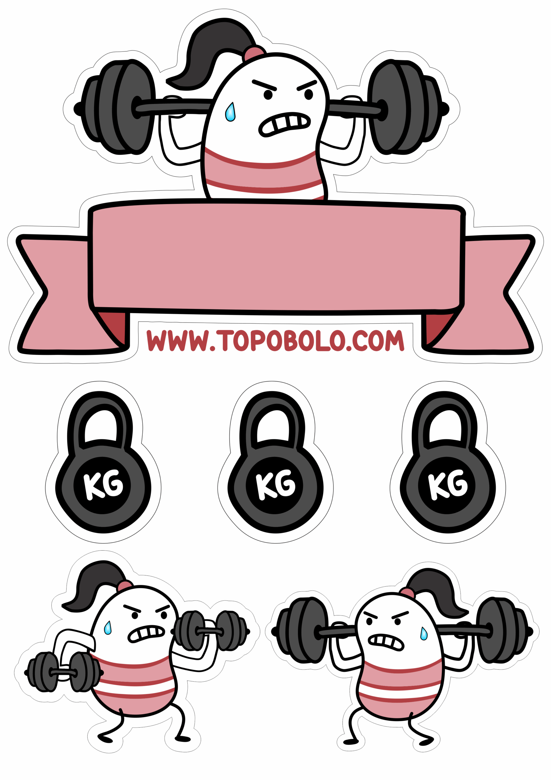 Flork of cows topo de bolo memes de academia figurinha engraçada mulher marombeira rosa pink bento cake treino insano agachamento png