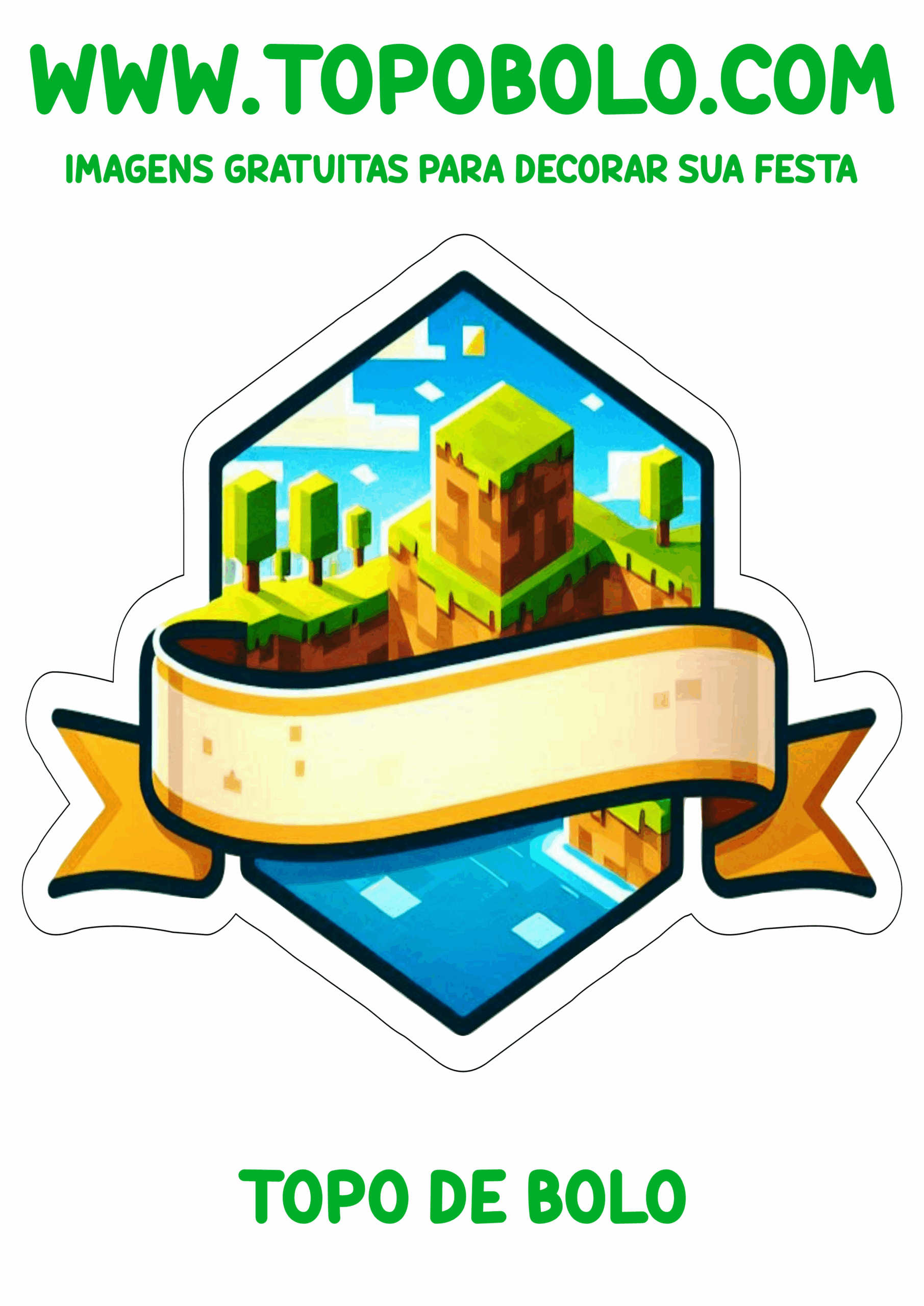 Minecraft topo de bolo para imprimir decoração de festa de aniversário infantil personagens de games minha festa personalizada cake topper png