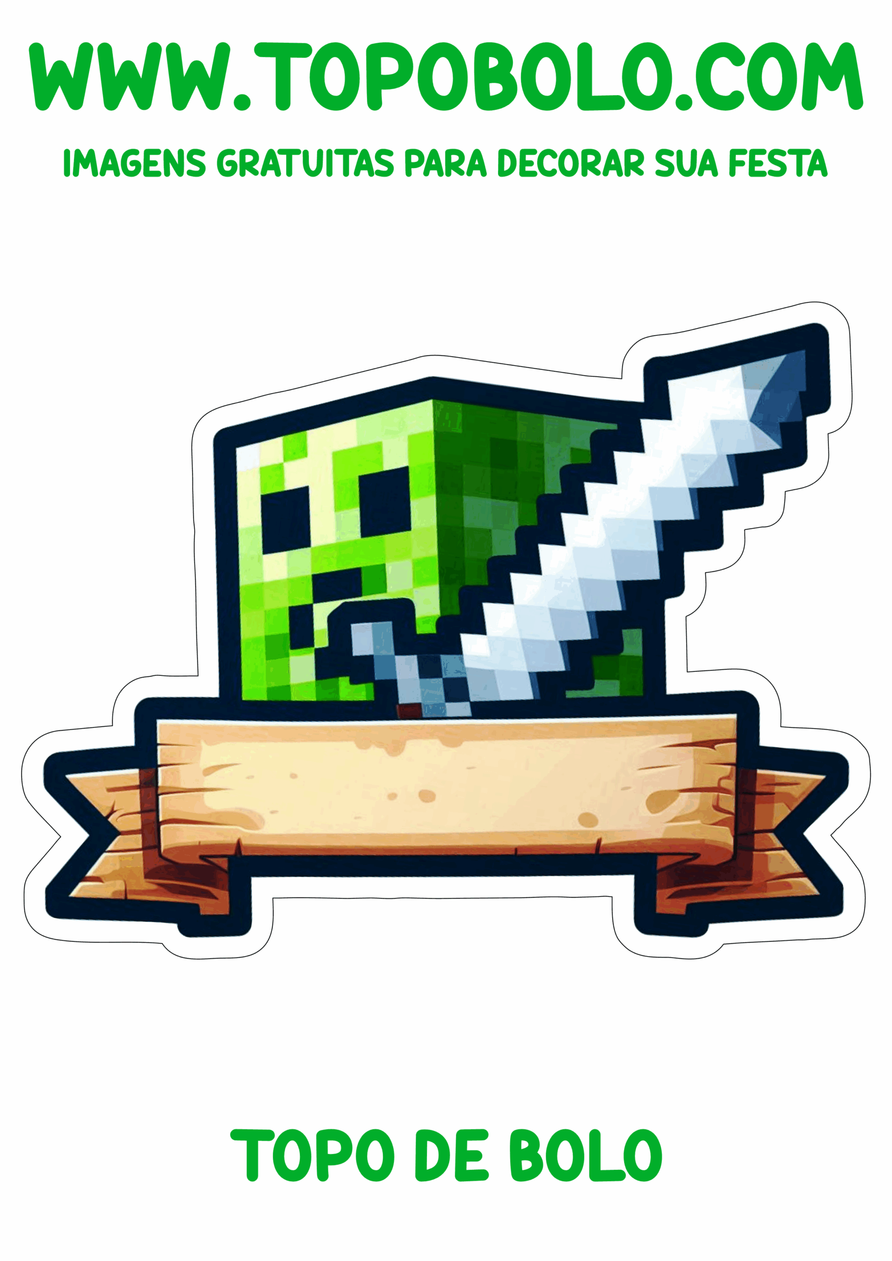 Minecraft topo de bolo para imprimir decoração de festa de aniversário infantil personagens de games minha festa personalizada png