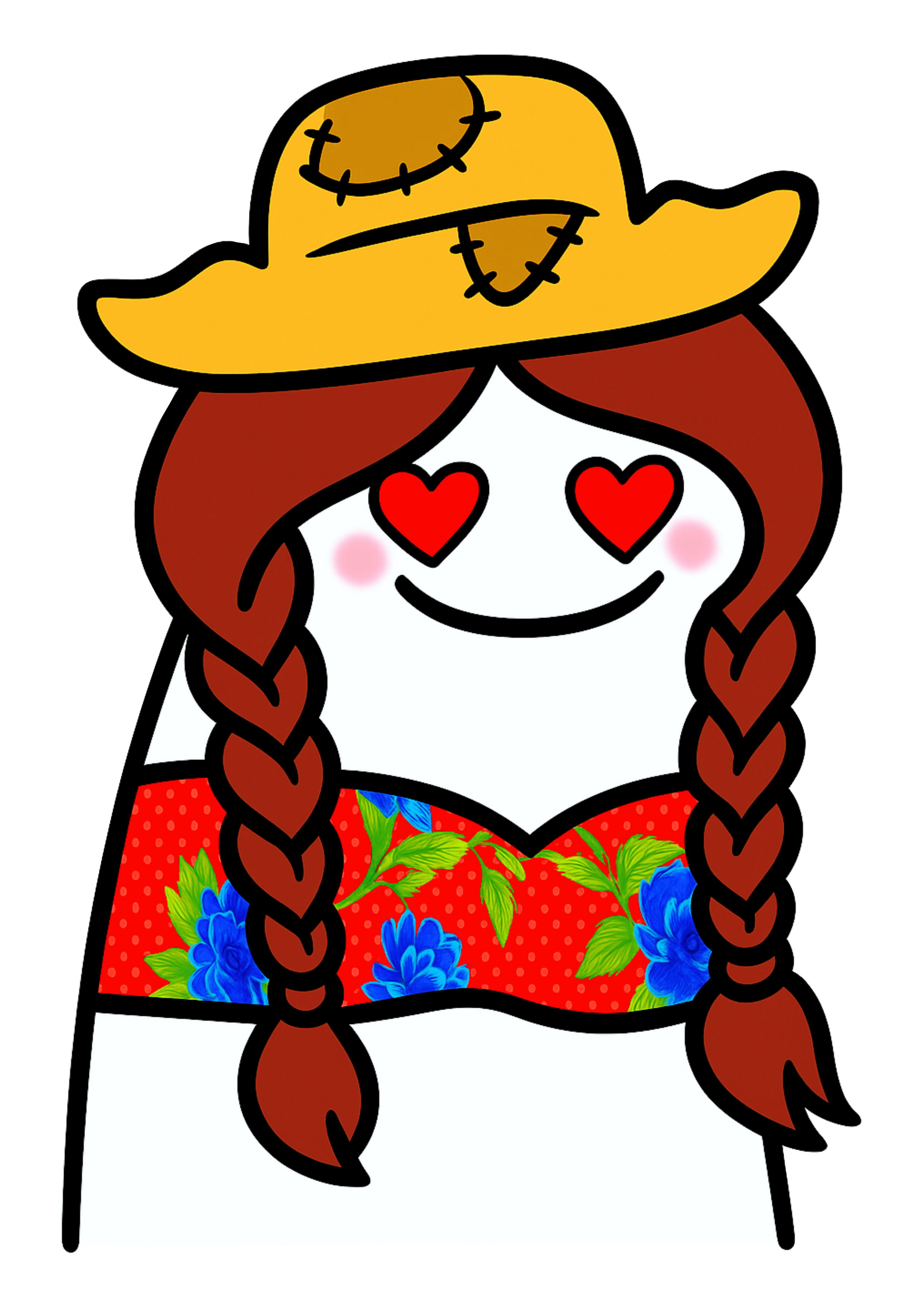 Festa Junina São João figurinhas engraçadas flork of cows caipira chapéu de palha trancinhas no cabelo png