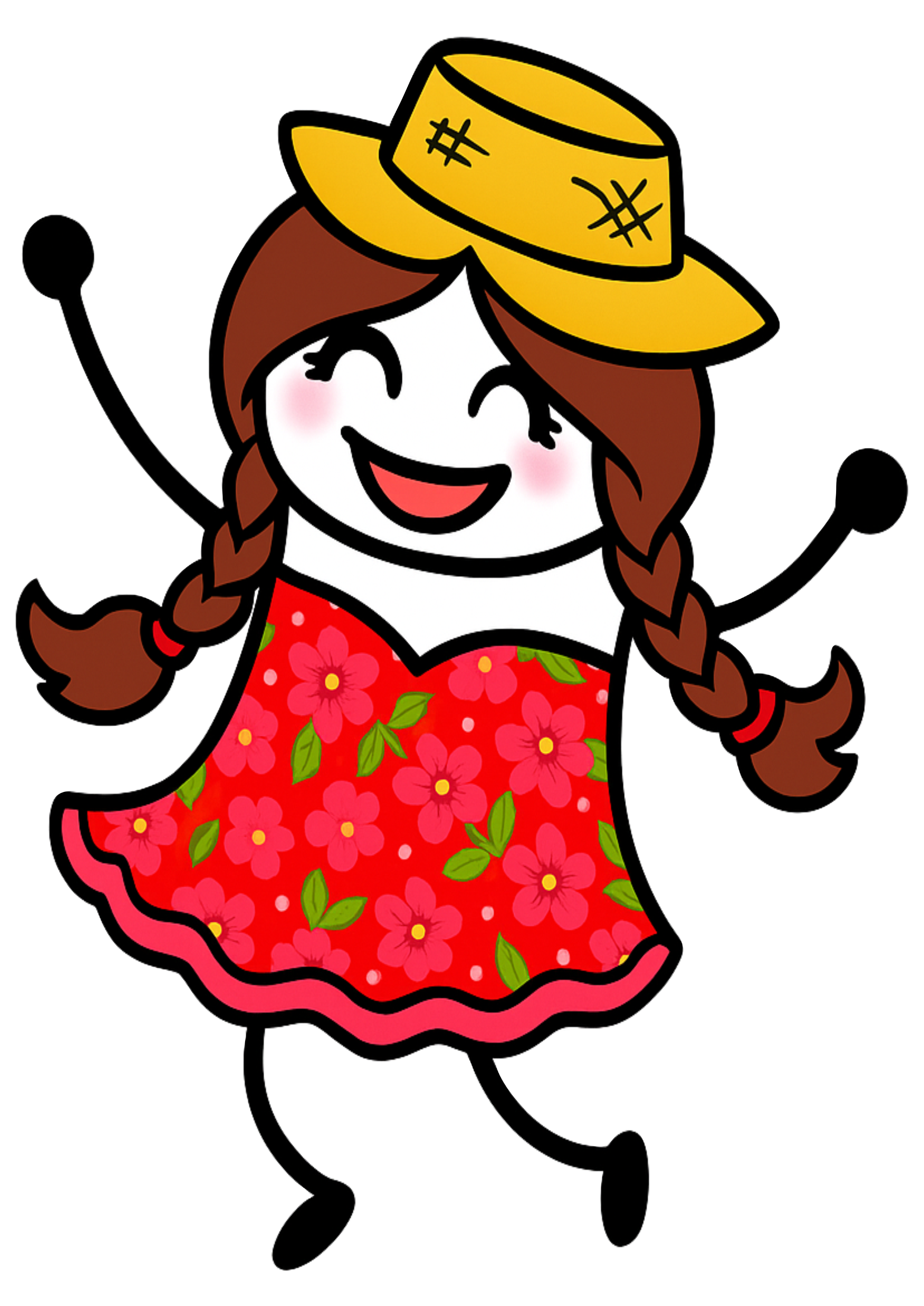 Festa Junina São João figurinhas engraçadas flork of cows caipira chapéu de palha trancinhas no cabelo png