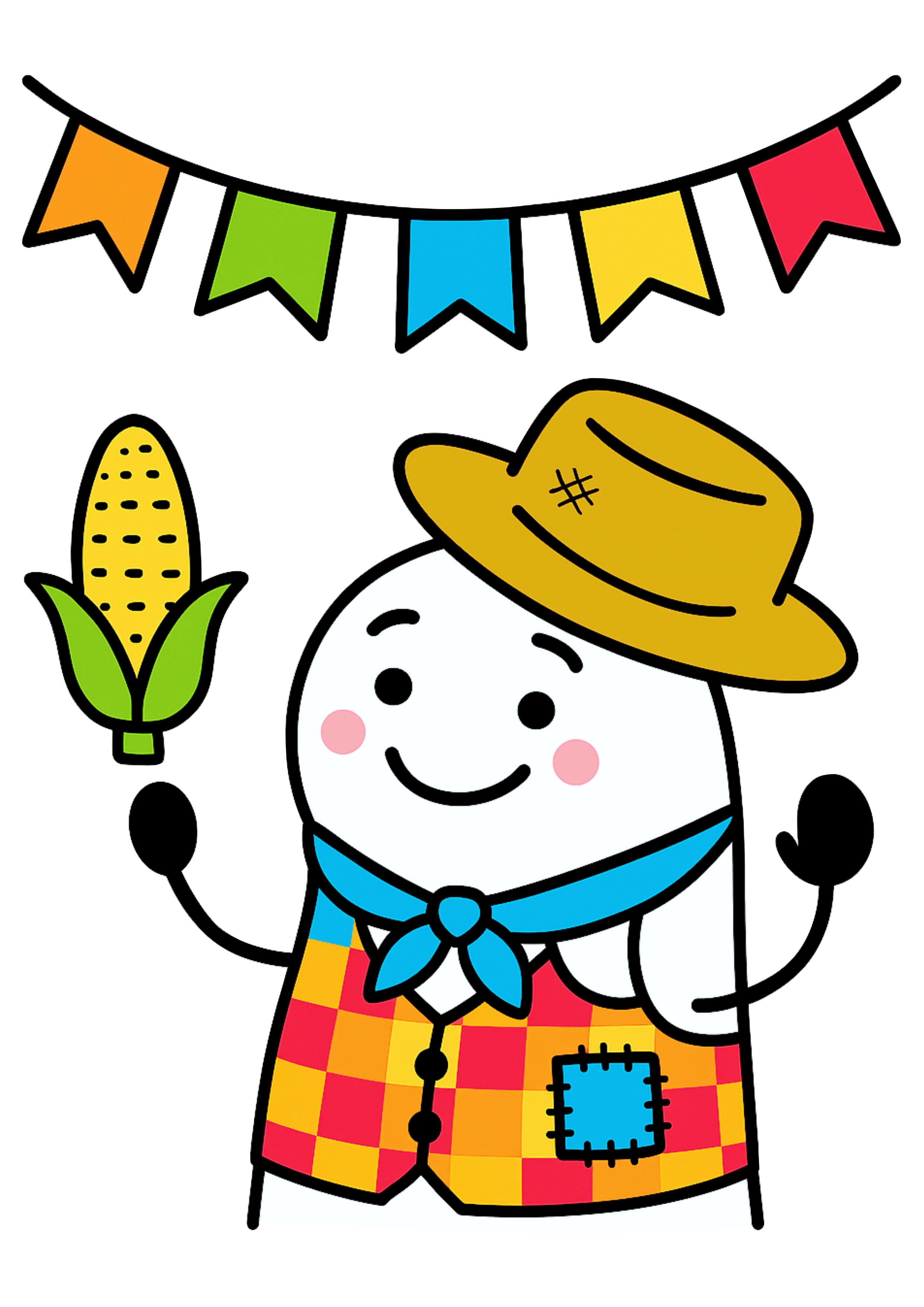 Festa Junina São João figurinhas engraçadas flork of cows caipira milho e bandeirinhas png