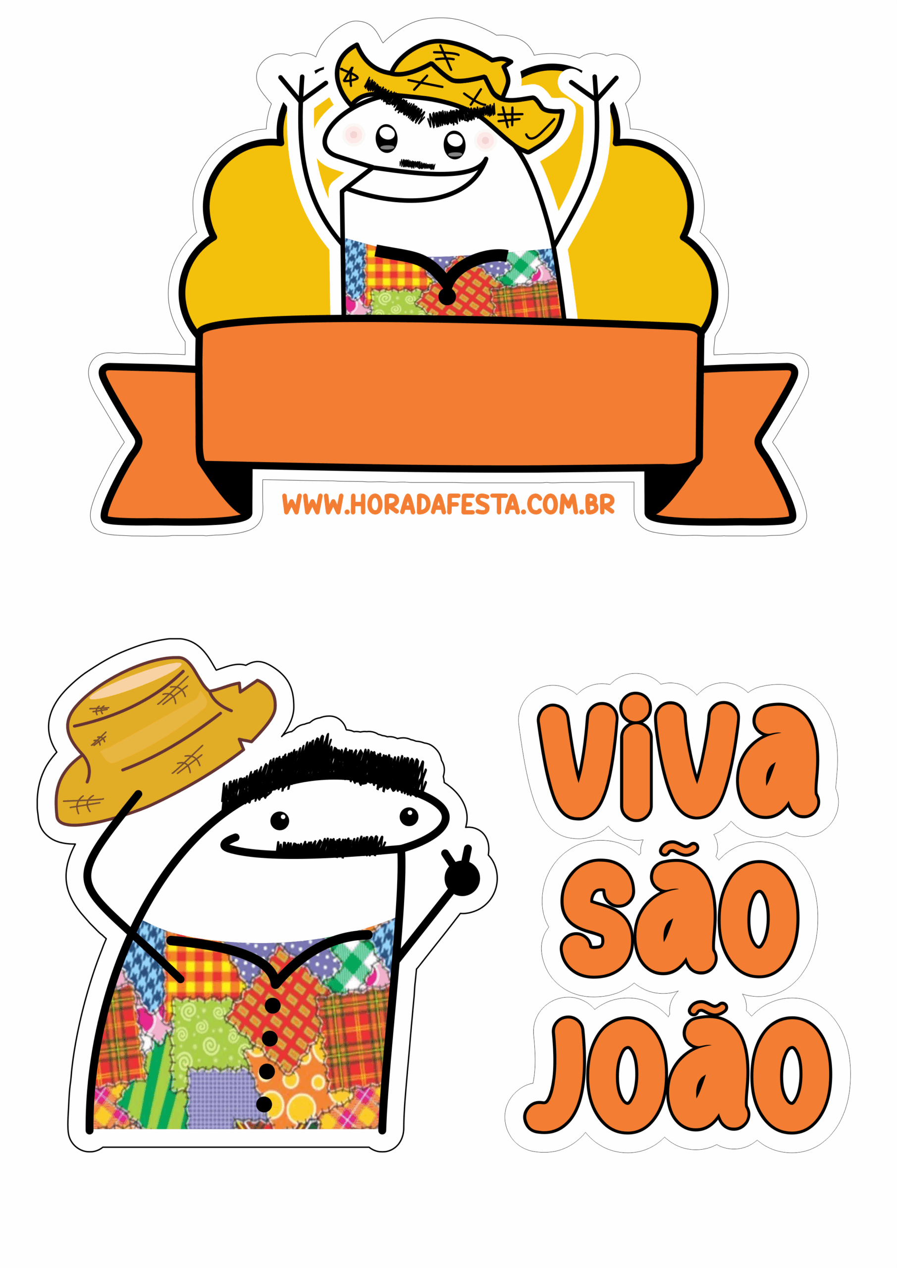 Topo de bolo festa junina flork of cows São João png
