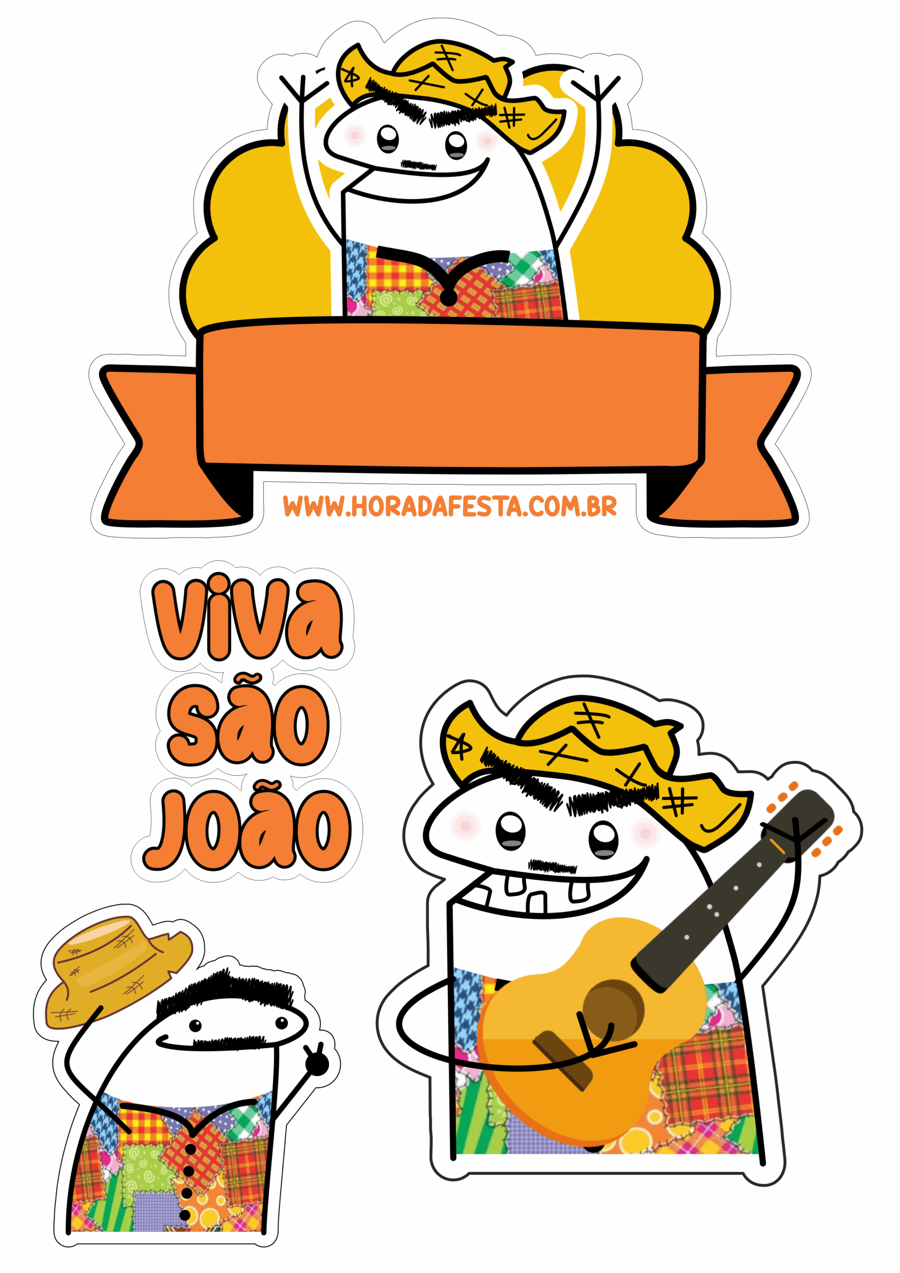 Topo de bolo festa junina flork of cows São João arraial png