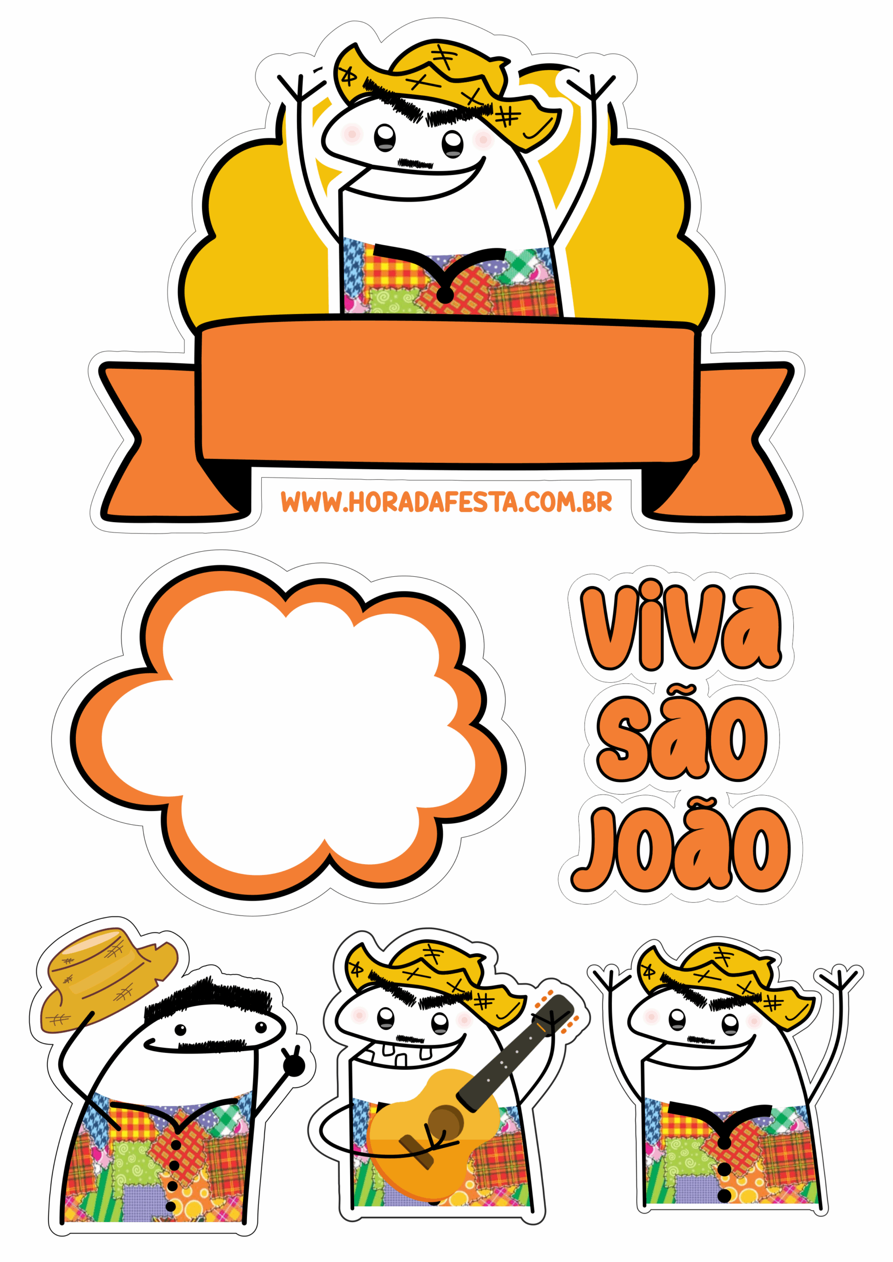 Topo de bolo festa junina flork of cows São João arraial caipira png