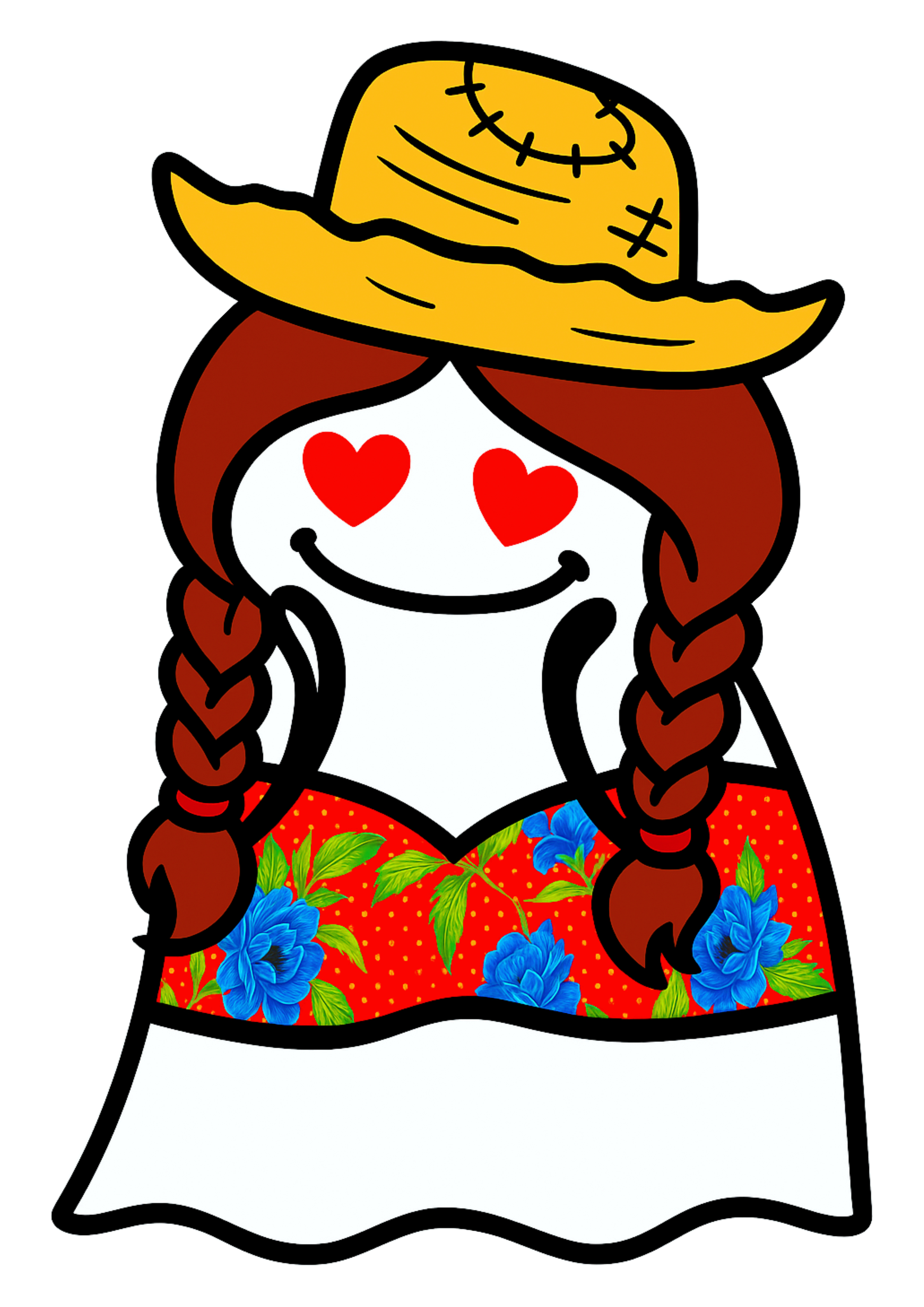 Festa Junina São João figurinhas engraçadas flork of cows caipira chapéu de palha trancinhas png