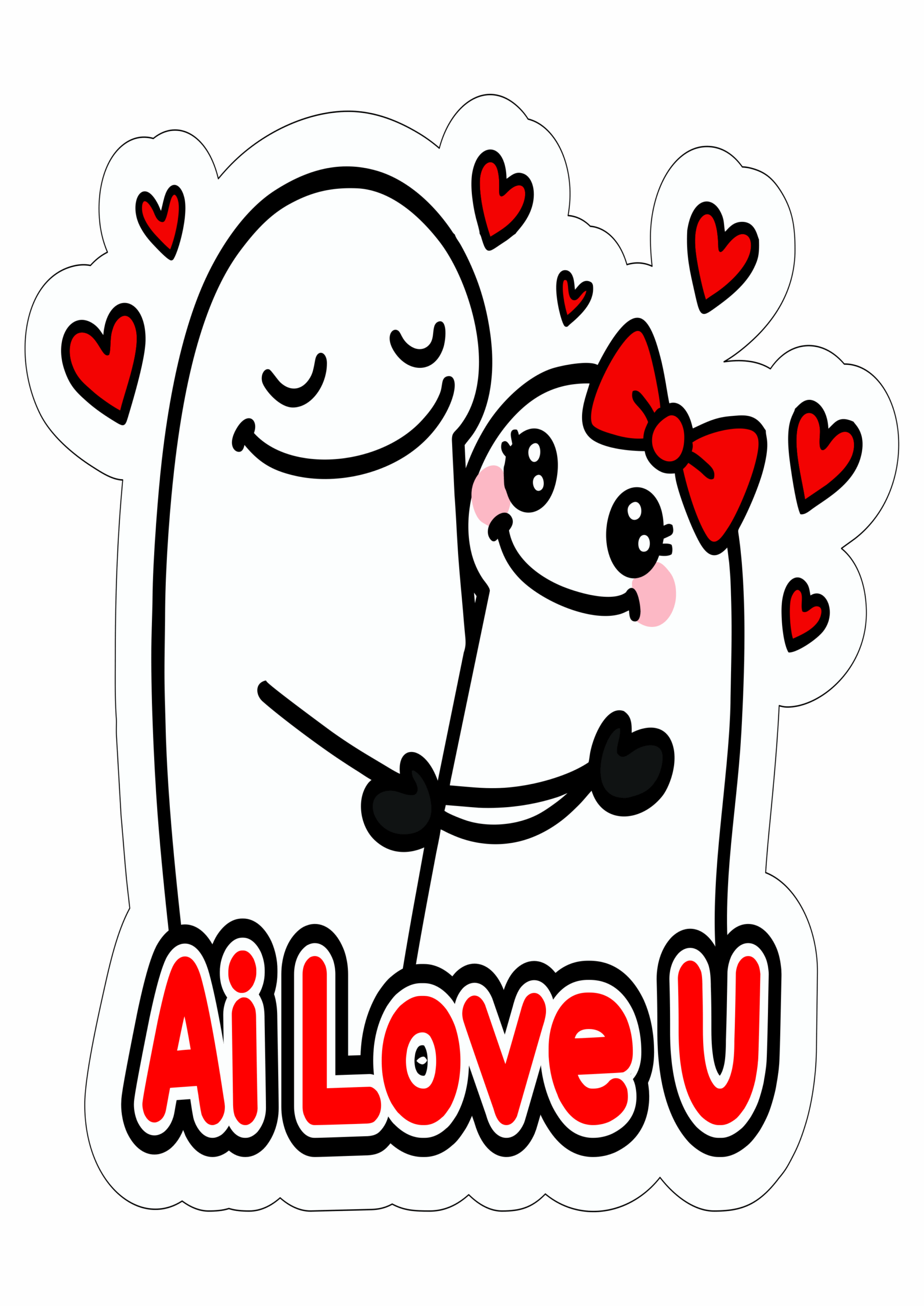 Dia dos namorados flork of cows desenho simples com contorno ai love u png