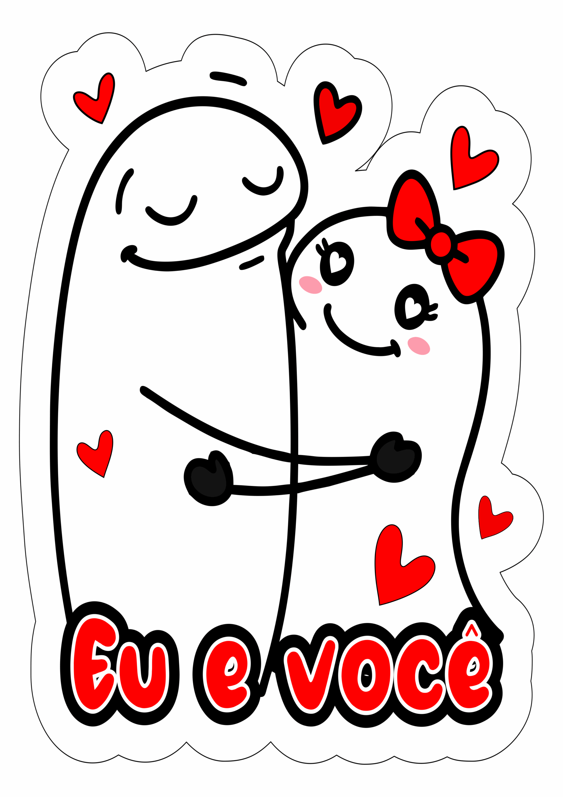 Dia dos namorados flork of cows desenho simples com contorno eu e você png