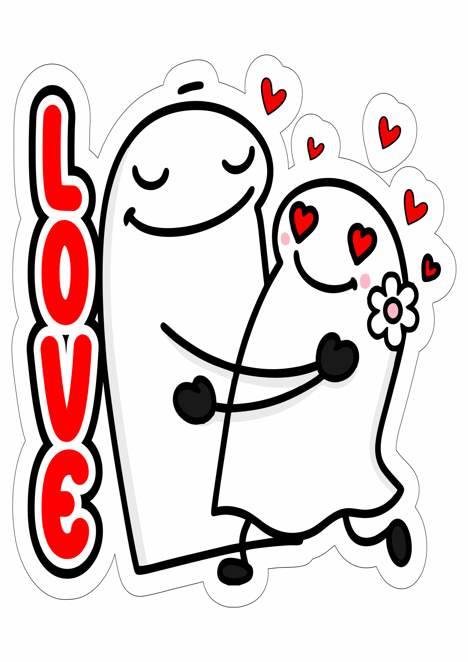 Dia dos namorados flork of cows desenho simples com contorno love png