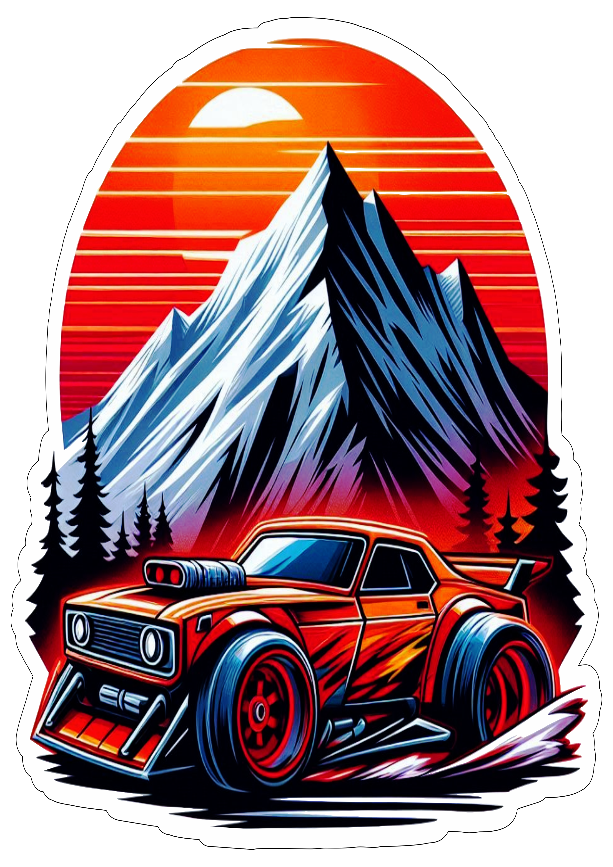 Carrinho Hot Wheels montanha logo imagem com contorno e fundo transparente png