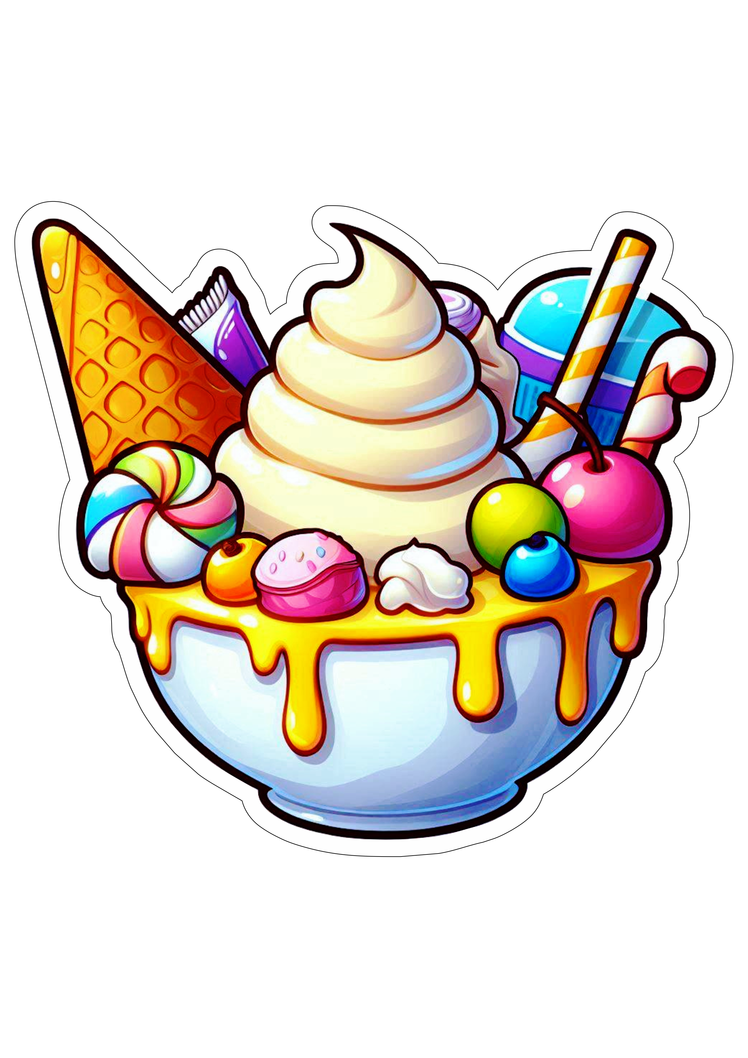 Desenho simples colorido sorvete saboroso imagem com fundo transparente png