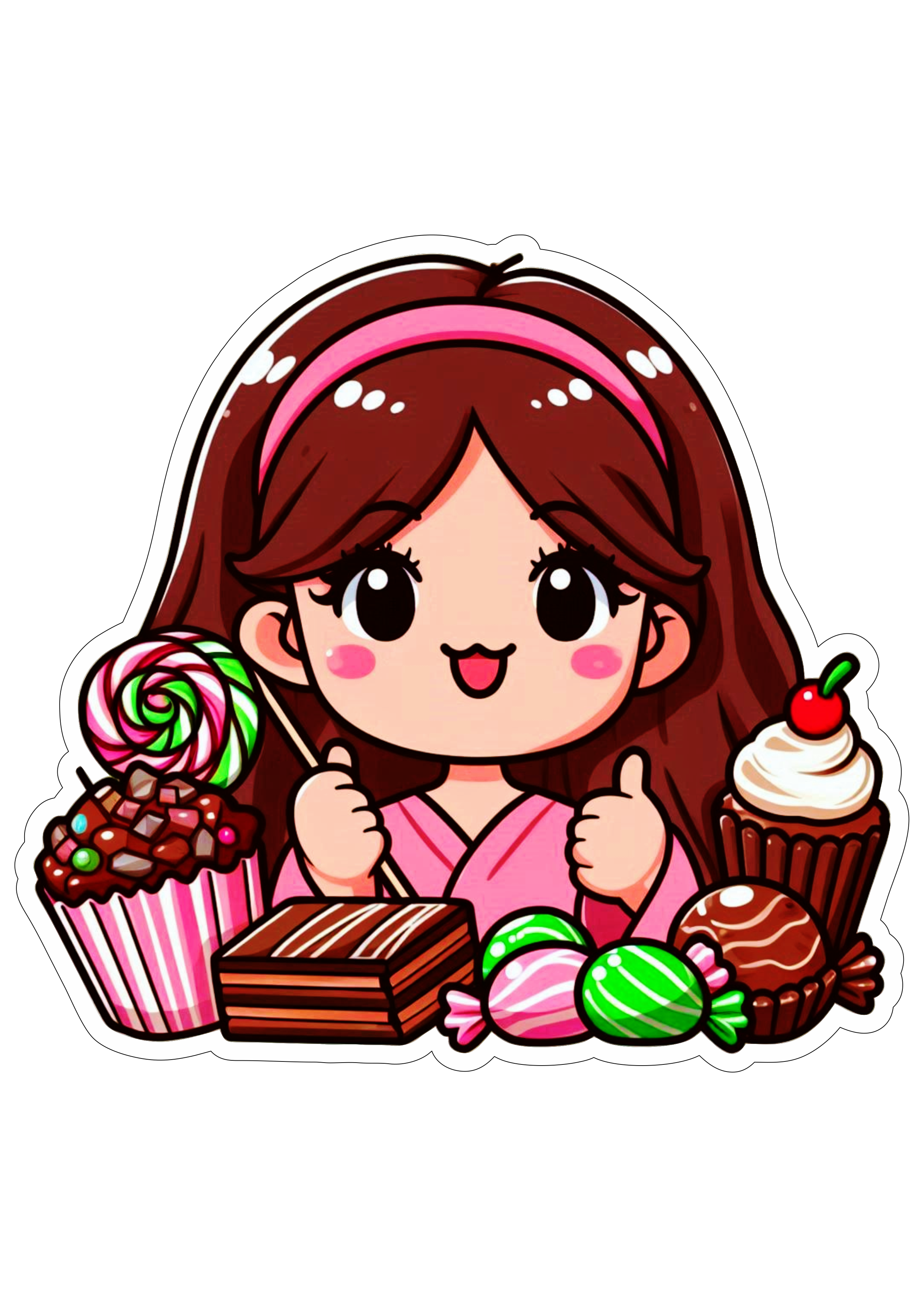 Confeiteira desenho simples com fundo transparente e contorno para recorte bolos e doces ilustração chocolate png