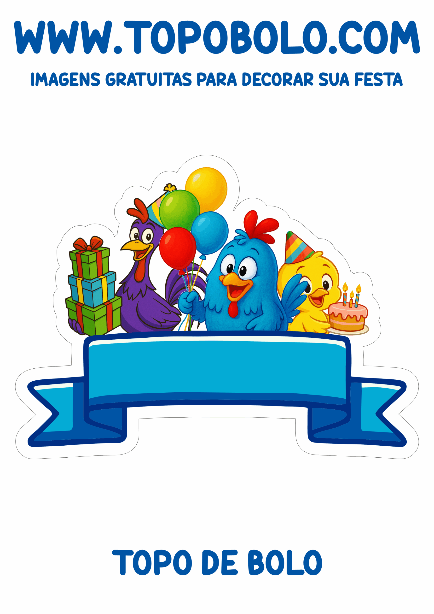 Topo de bolo para imprimir galinha pintadinha aniversário infantil png