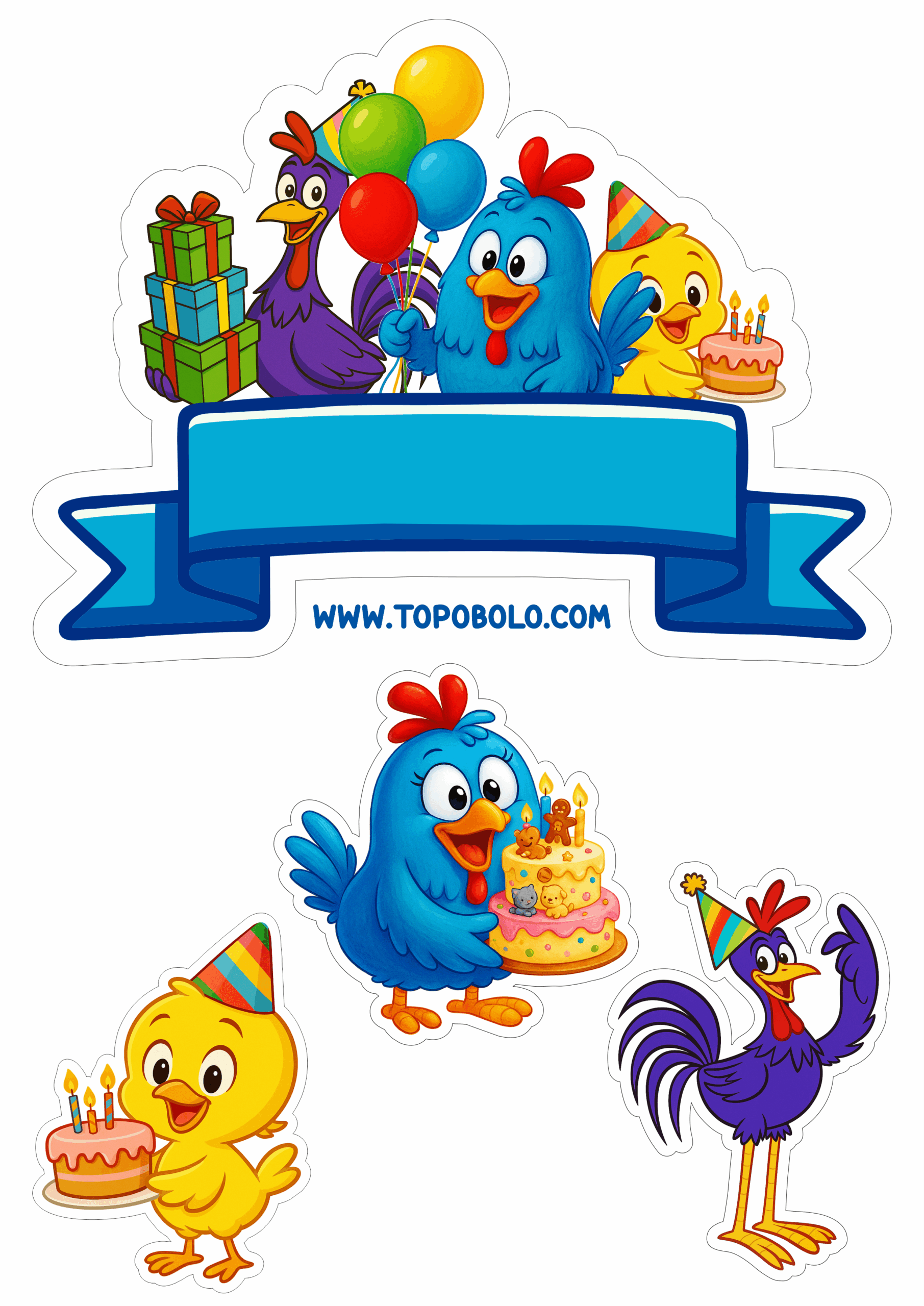 Topo de bolo para imprimir galinha pintadinha aniversário infantil minha festa personalizada png