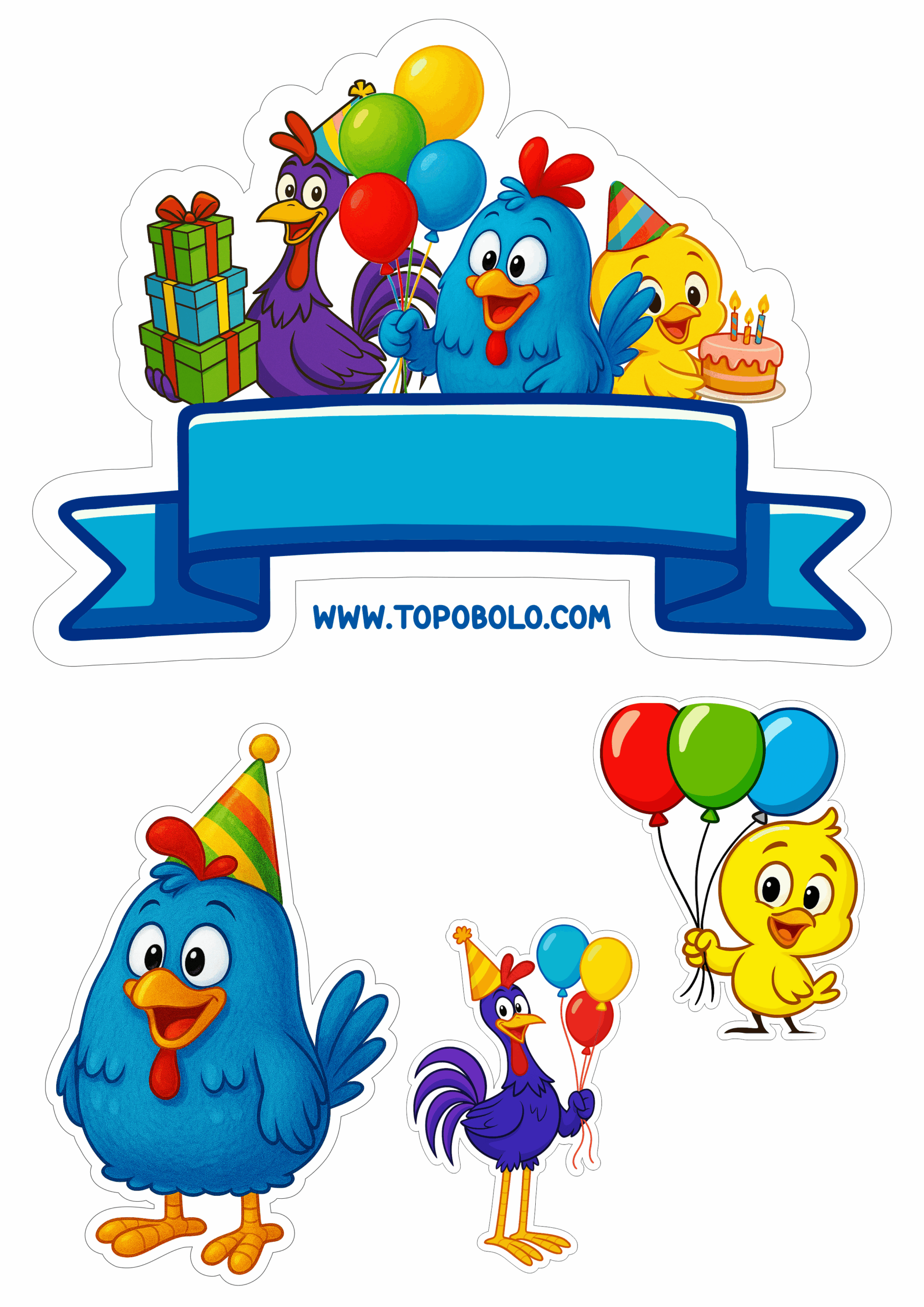 Topo de bolo para imprimir galinha pintadinha aniversário infantil minha festa personalizada pintinho amarelinho galo carijó png