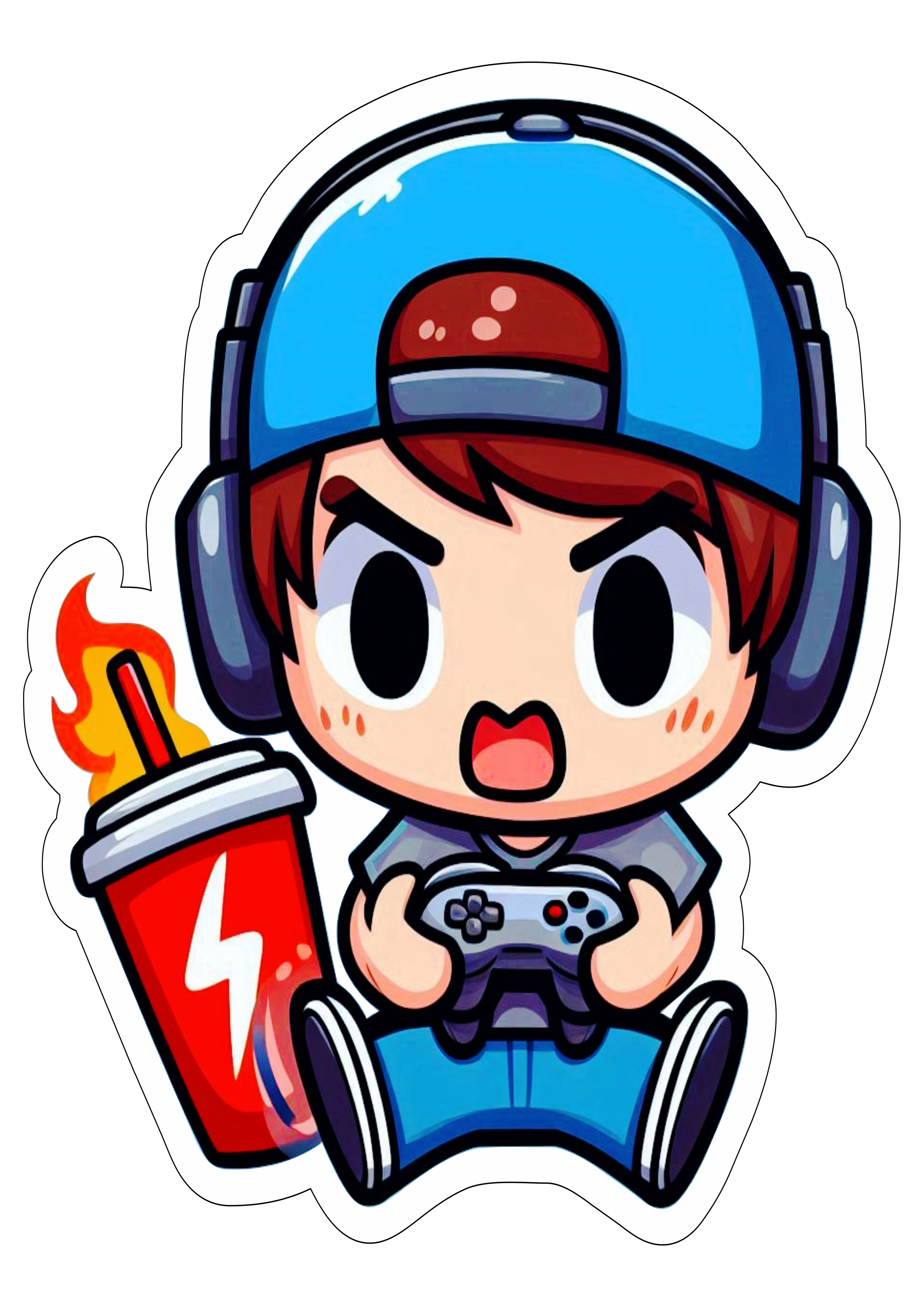 Garoto nerd gamer desenho colorido simples fundo transparente cartoon ilustração png