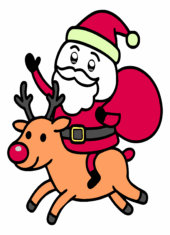 Merry christmas flork of cows funny image gift bag ride a reindeer