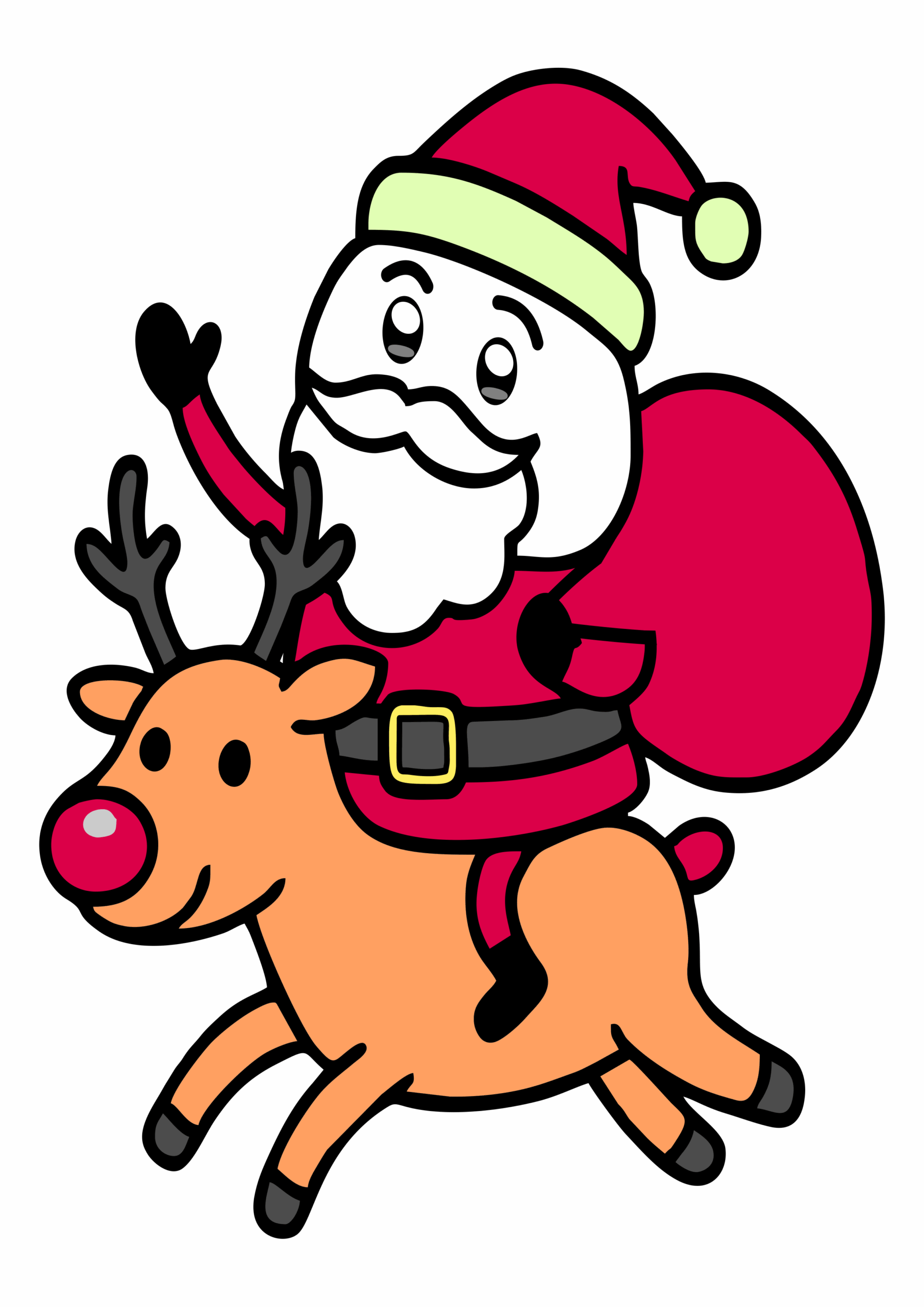 Flork of cows papai noel montado em uma rena figurinha engraçada para whatsapp e redes sociais desenho simples rabisco png