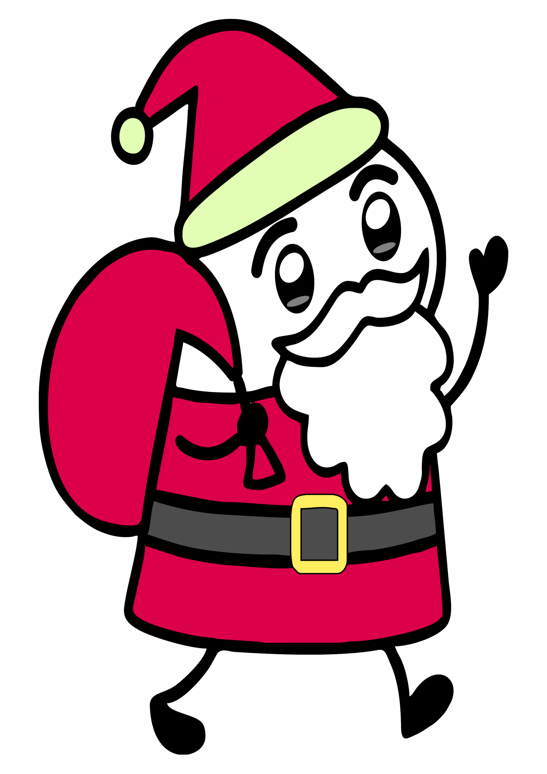 Flork of cows papai noel com saco de presentes figurinha engraçada para whatsapp e redes sociais desenho simples rabisco png