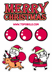 cake topper Merry christmas flork of cows funny image gift bag ride a reindeer