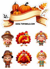 happy htanksgiving cartoon cake topper printable
