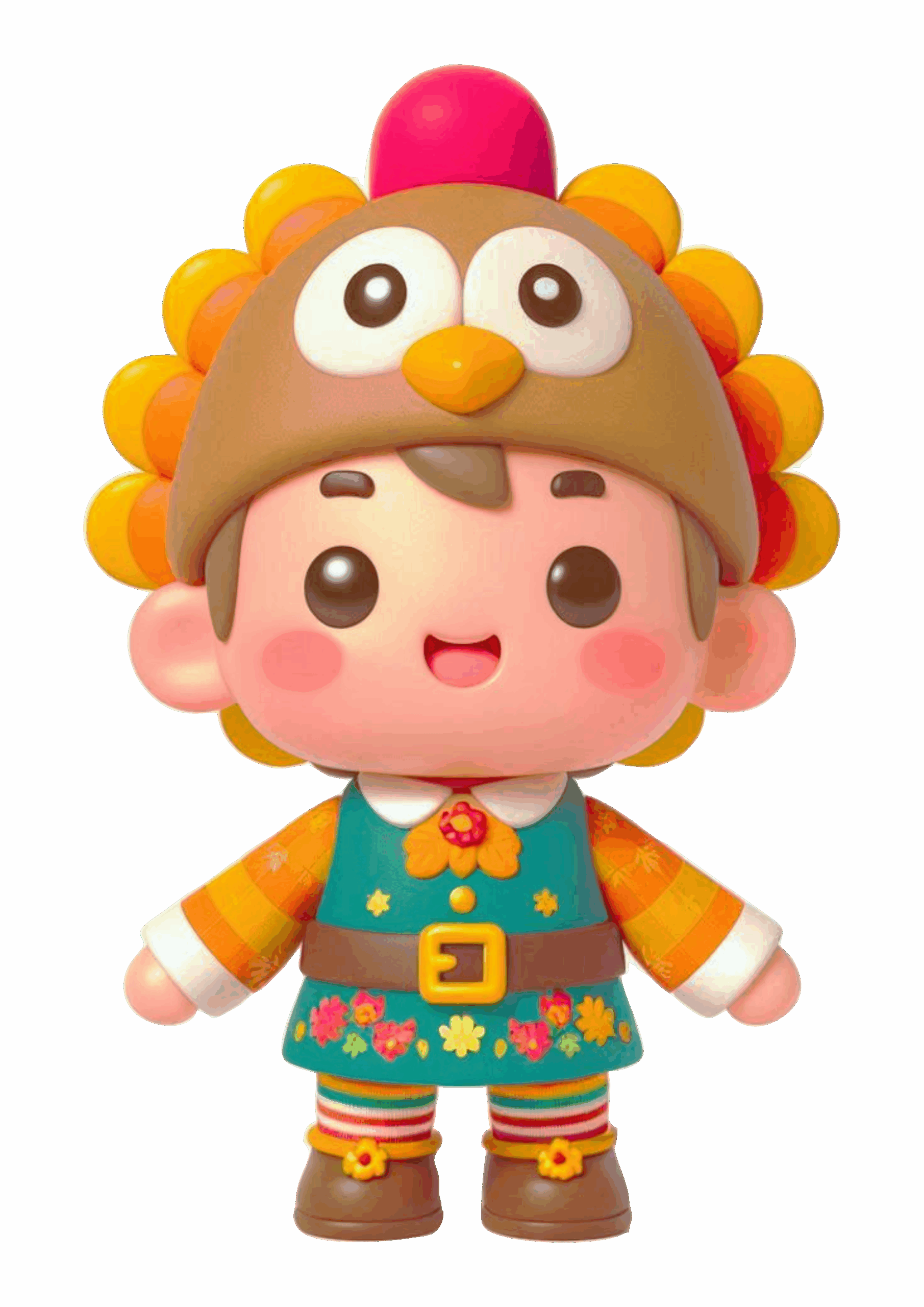 Feliz dia de ação de graças imagem fofinha garotinho ilustração 3d png