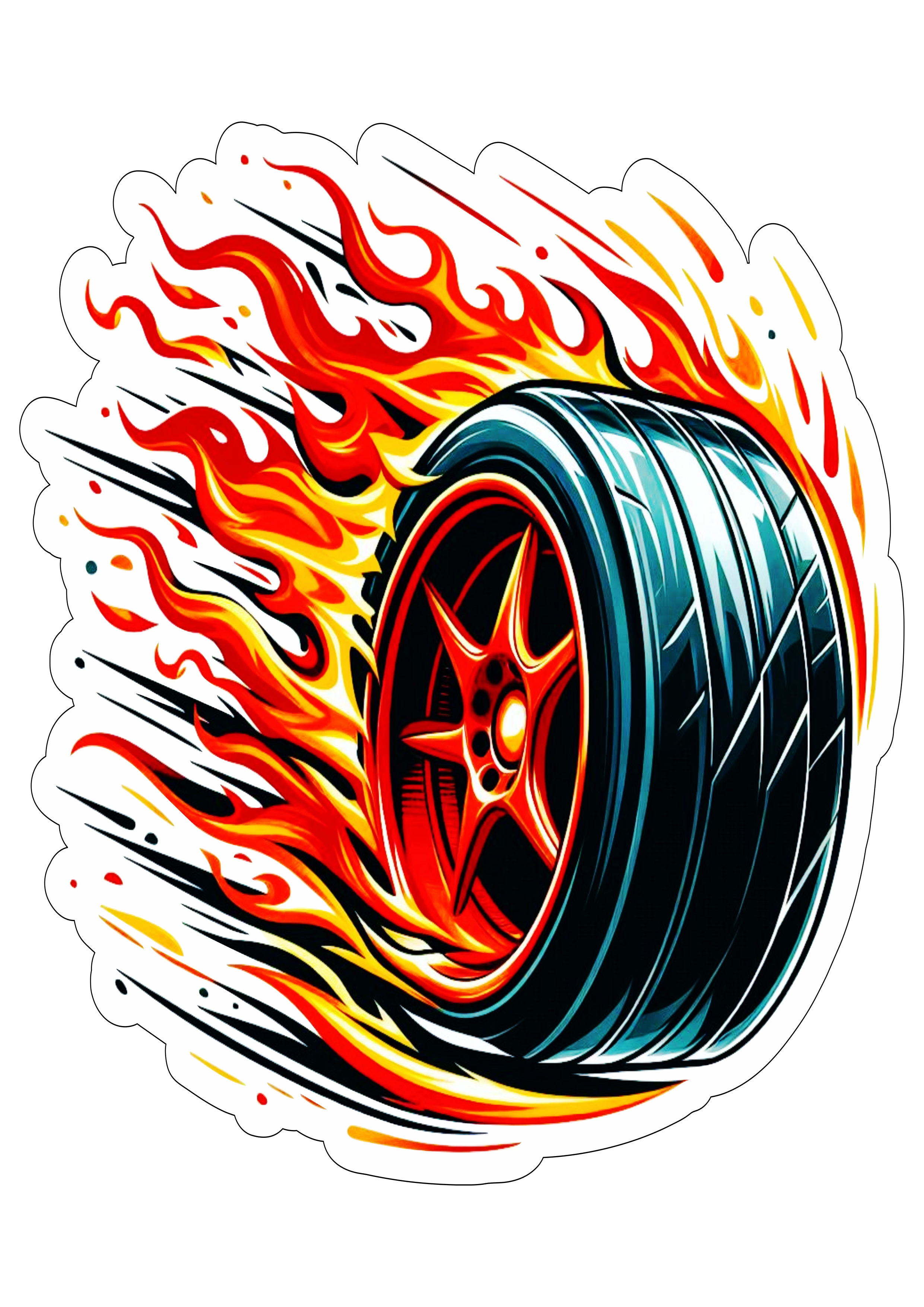 Pneu pegando fogo logo velocidade corrida hot wheels fundo transparent png