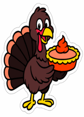 turkey thanksgiving holding pumpkins pie free clipart