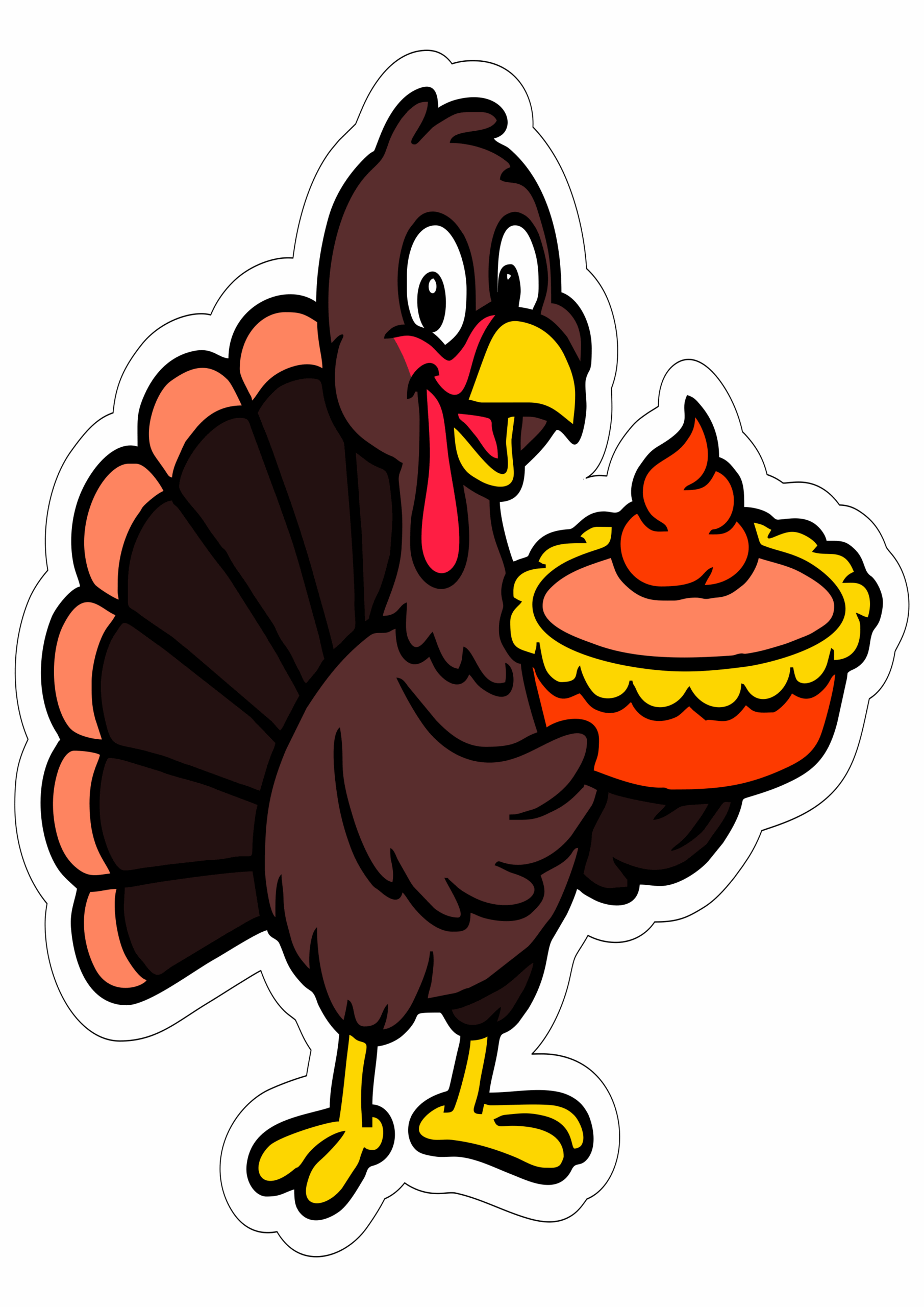 Peru segurando torta de abóbora png feliz dia de ação de graças