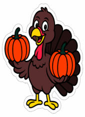 turkey thanksgiving holding two pumpkins free clipart