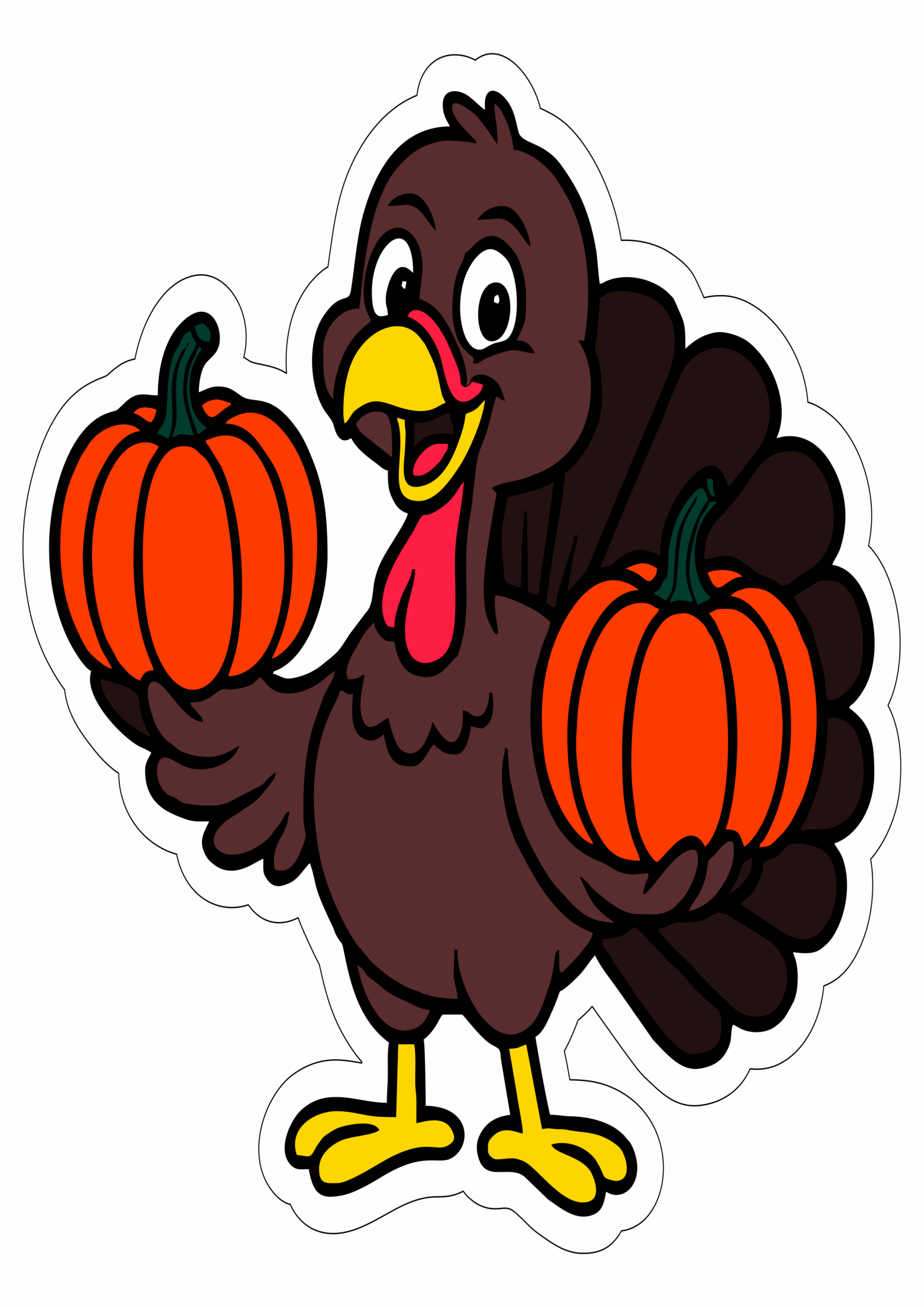 Peru segurando duas abóboras png feliz dia de ação de graças