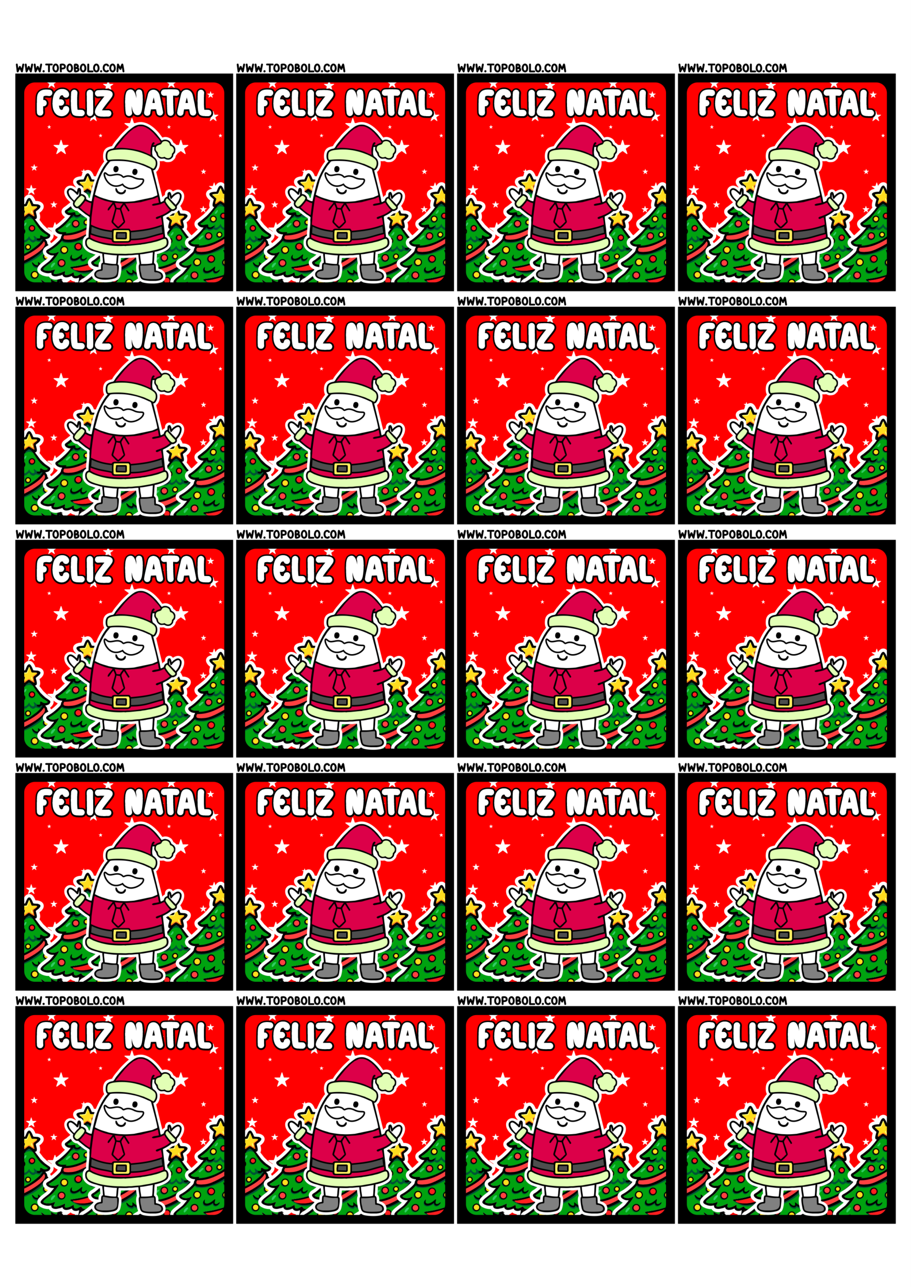 Feliz natal adesivo quadrado para imprimir e decorar flork of cows papelaria criativa época natalina 20 imagens png
