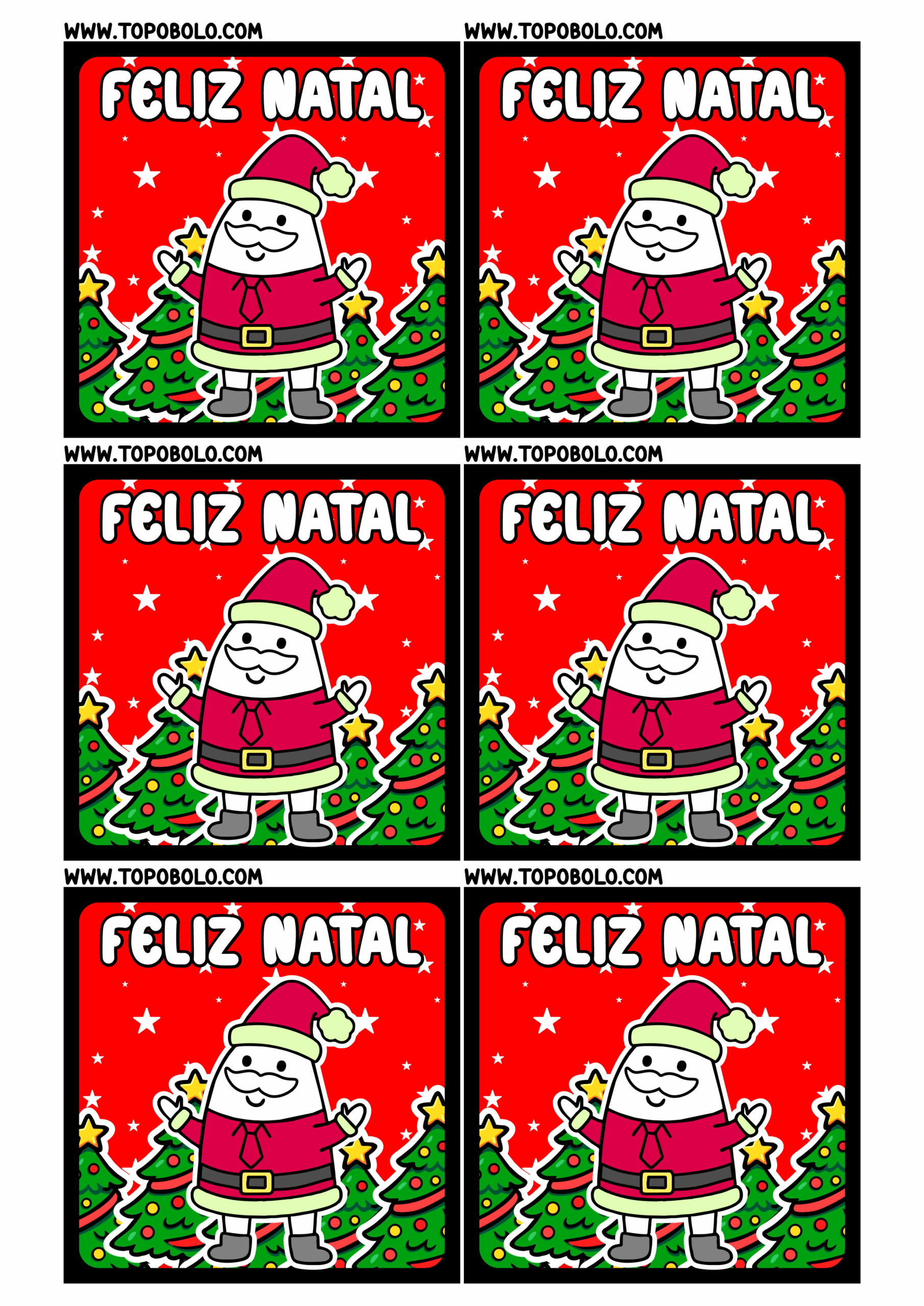 Feliz natal adesivo quadrado para imprimir e decorar flork of cows papelaria criativa época natalina 6 imagens png
