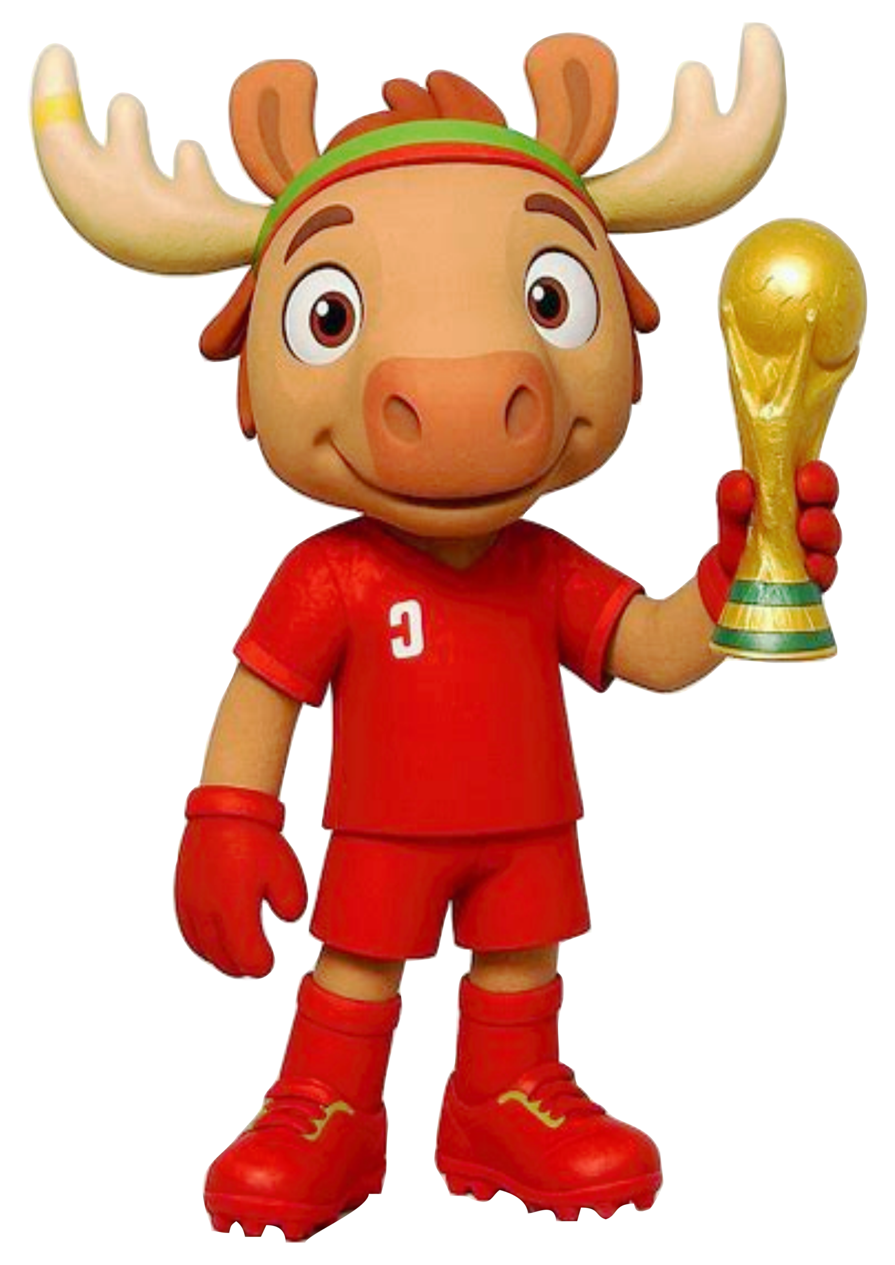 Mascote do Canadá copa do mundo 2026 Alce Maple segurando a taça campeonato de futebol png