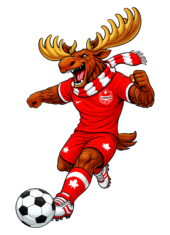 Canada mascot moose world cup 2026 soccer holding ball