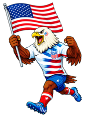 United States mascot eagle world cup 2026 soccer holding flag