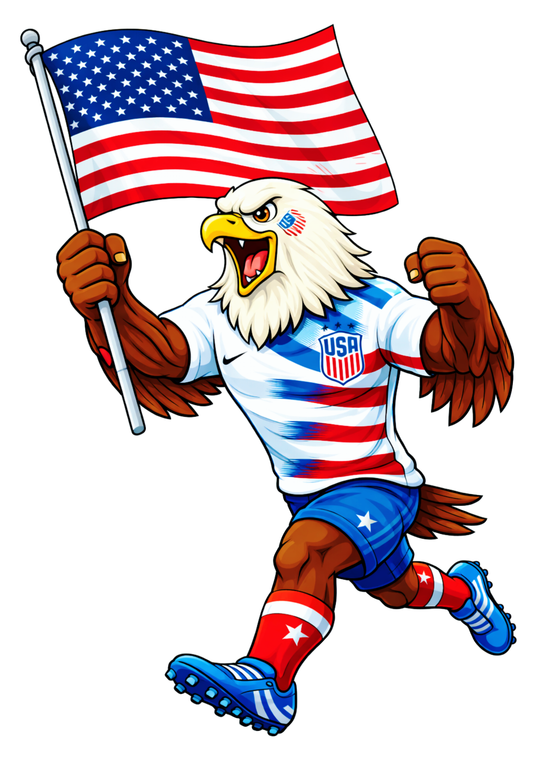 FIFA copa do mundo de futebol 2026 mascote americano águia segurando a bandeira americana decoração e designer png
