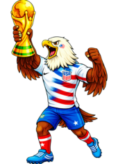 United States mascot eagle world cup 2026 soccer holding trophy