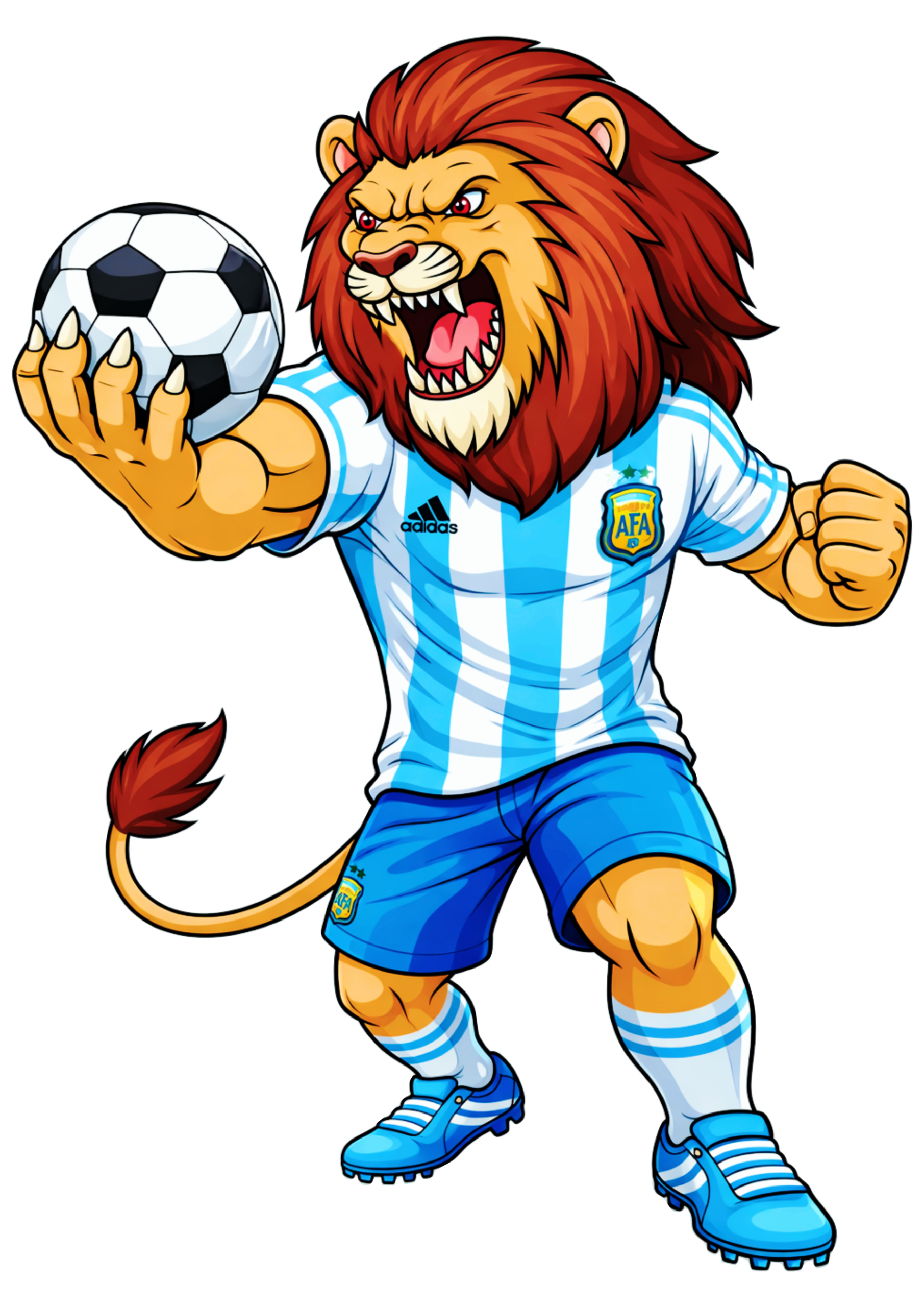Mascote argentino leão usando uniforme imagem para decoração copa do mundo 2026 fundo transparente png