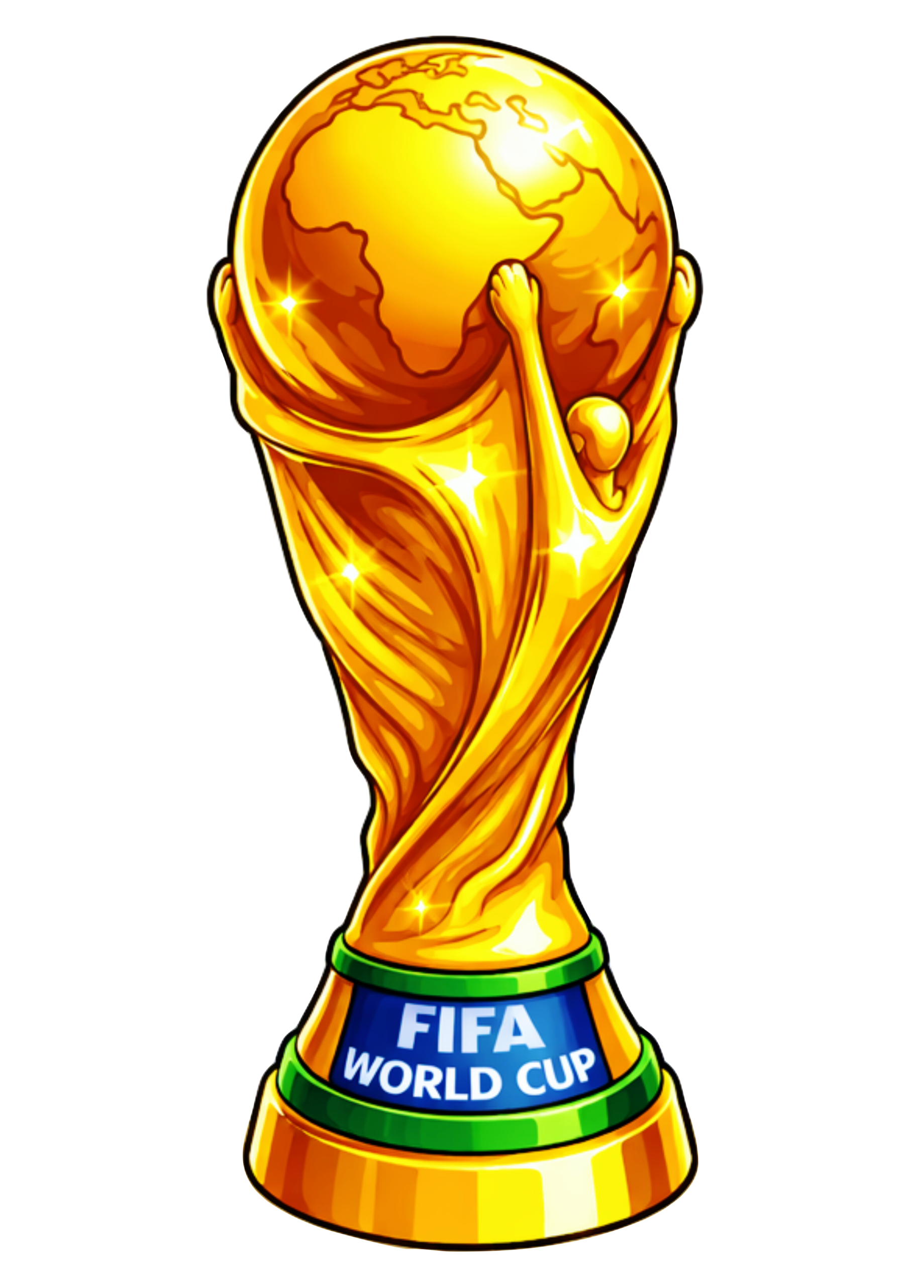 FIFA 2026 Troféu da copa do mundo taça dourada com fundo transparente ilustração para imprimir bola de ouro esporte png