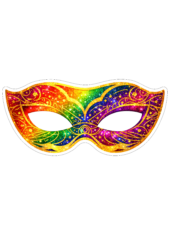 máscara de carnaval arco íris e glitter