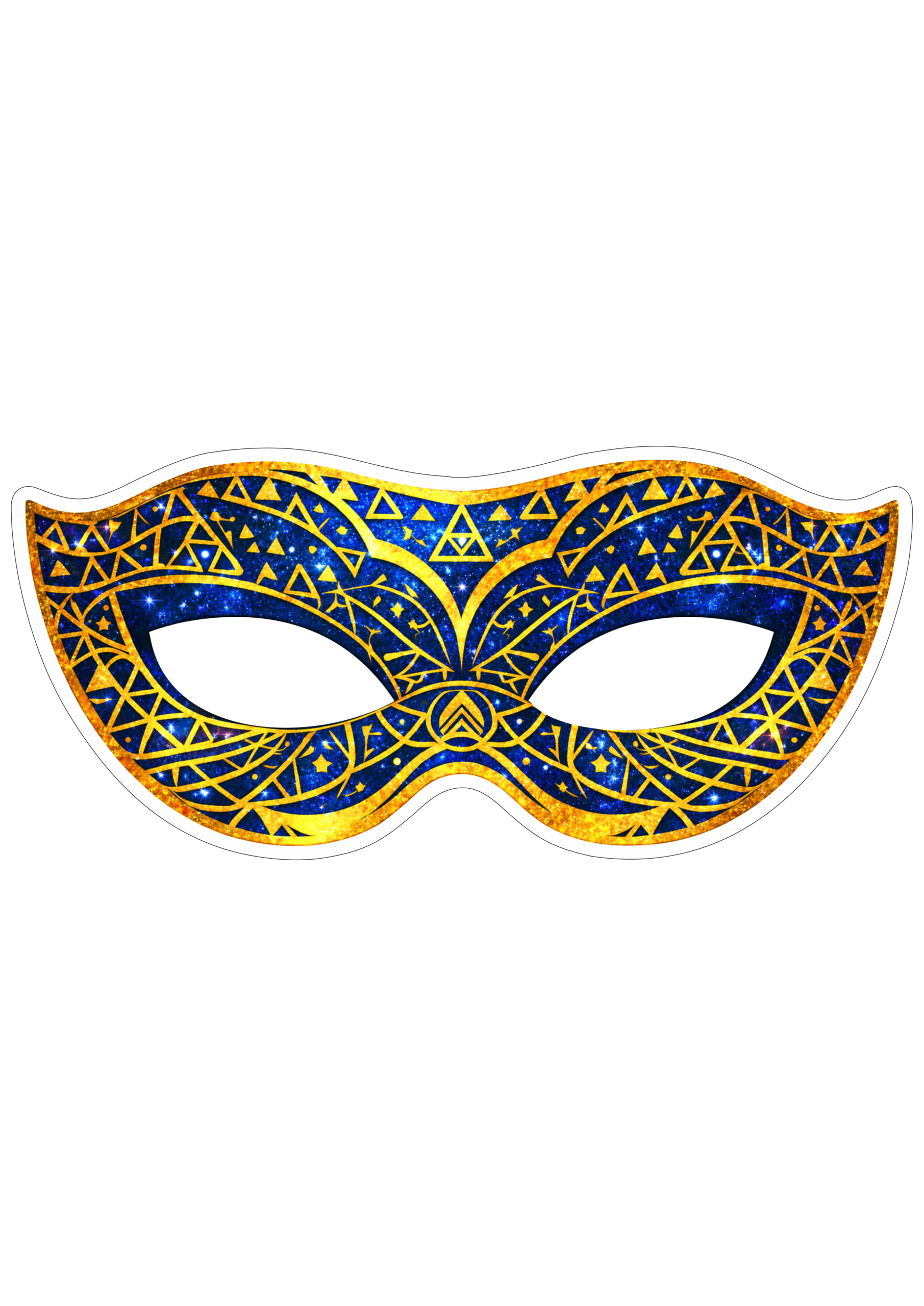 Máscara de carnaval azul molde pronto para imprimir imagem com contorno e fundo transparente artes legais png
