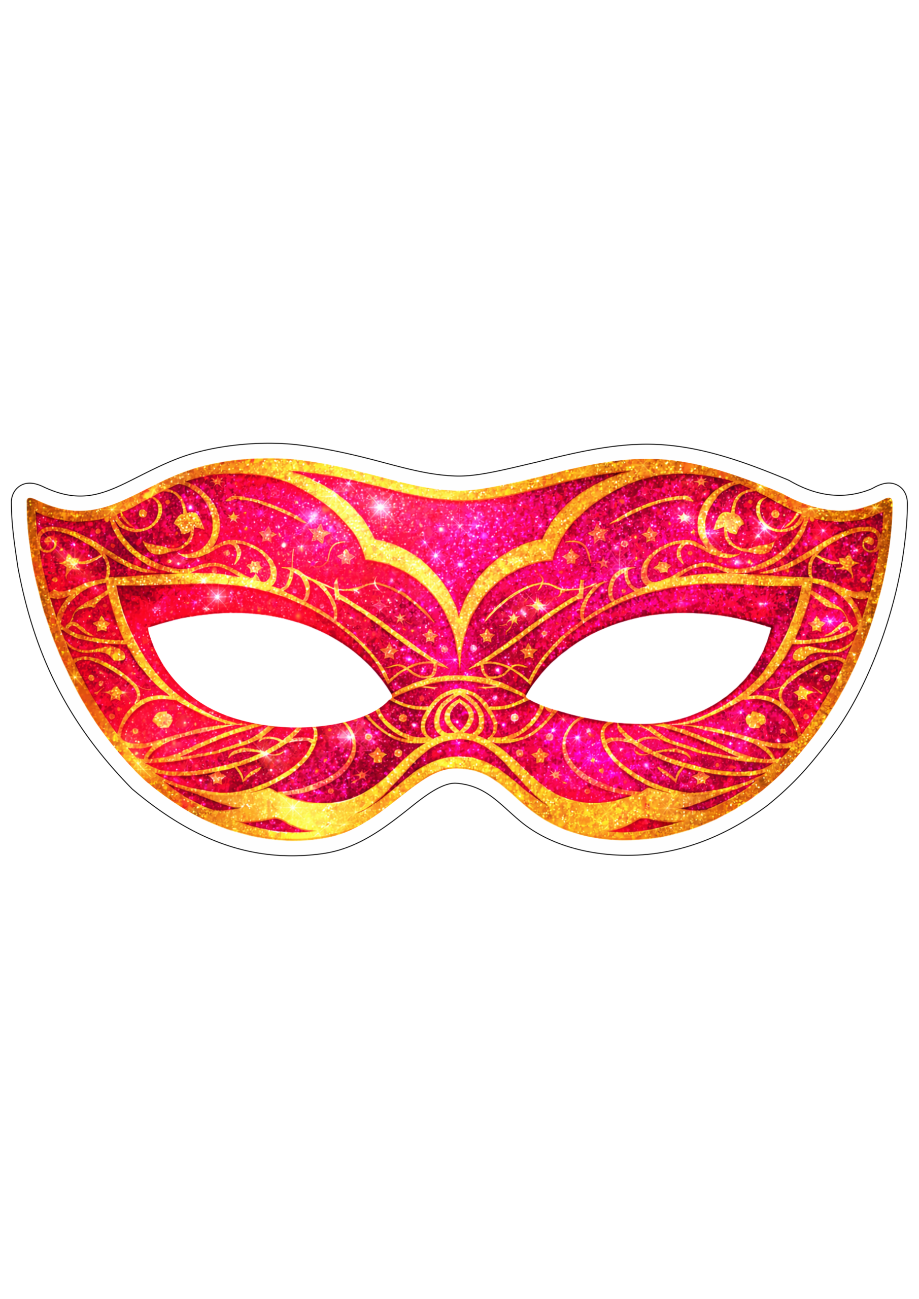 Máscara de carnaval vermelha molde pronto para imprimir imagem com contorno e fundo transparente artes legais png
