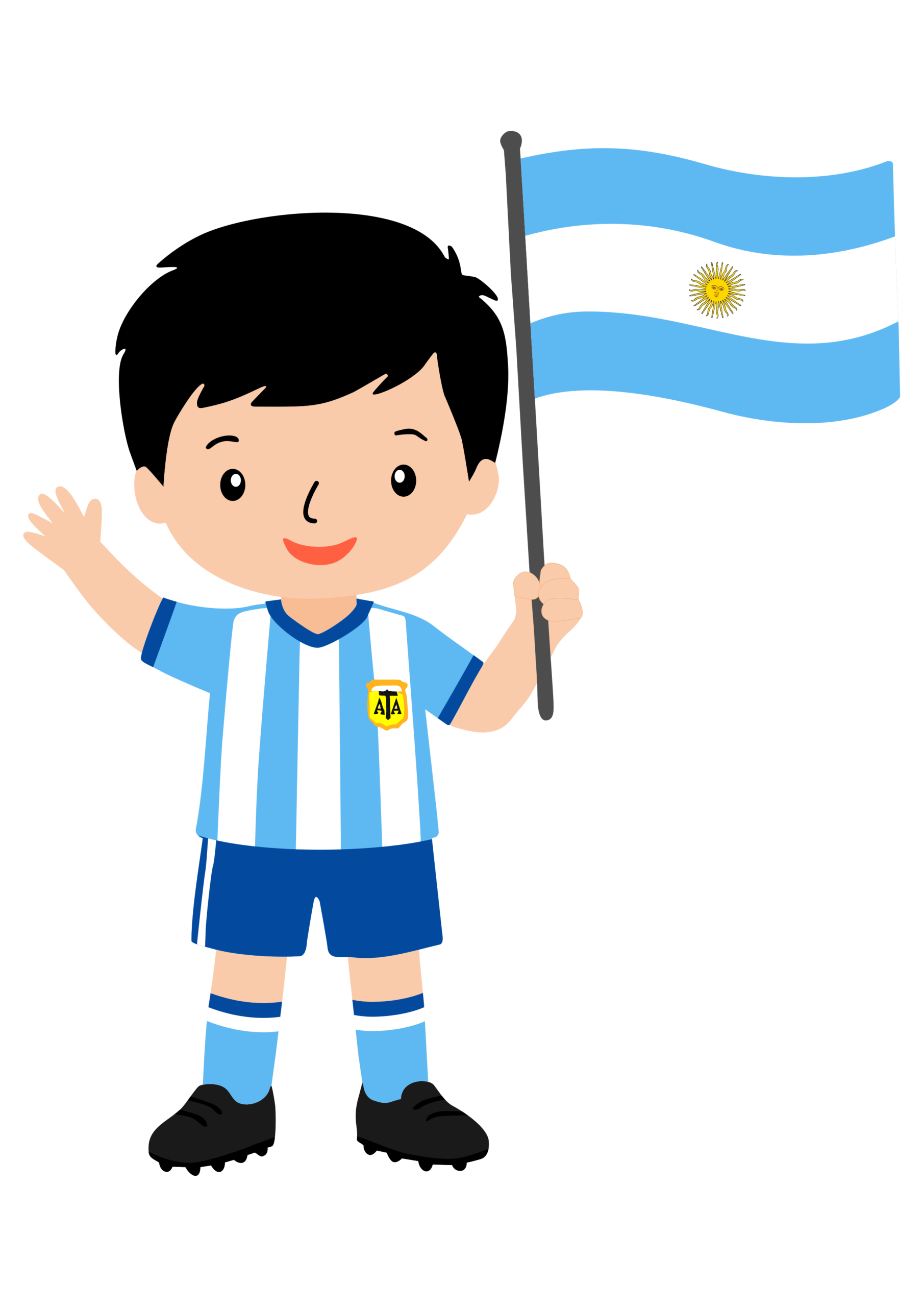 Menino jogador de futebol da Argentina segurando a bandeira desenho legal copa do mundo 2026 ilustração decorativa png